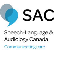 Logo of Speech-Language & Audiology Canada (SAC) with slogan 'Communicating care'