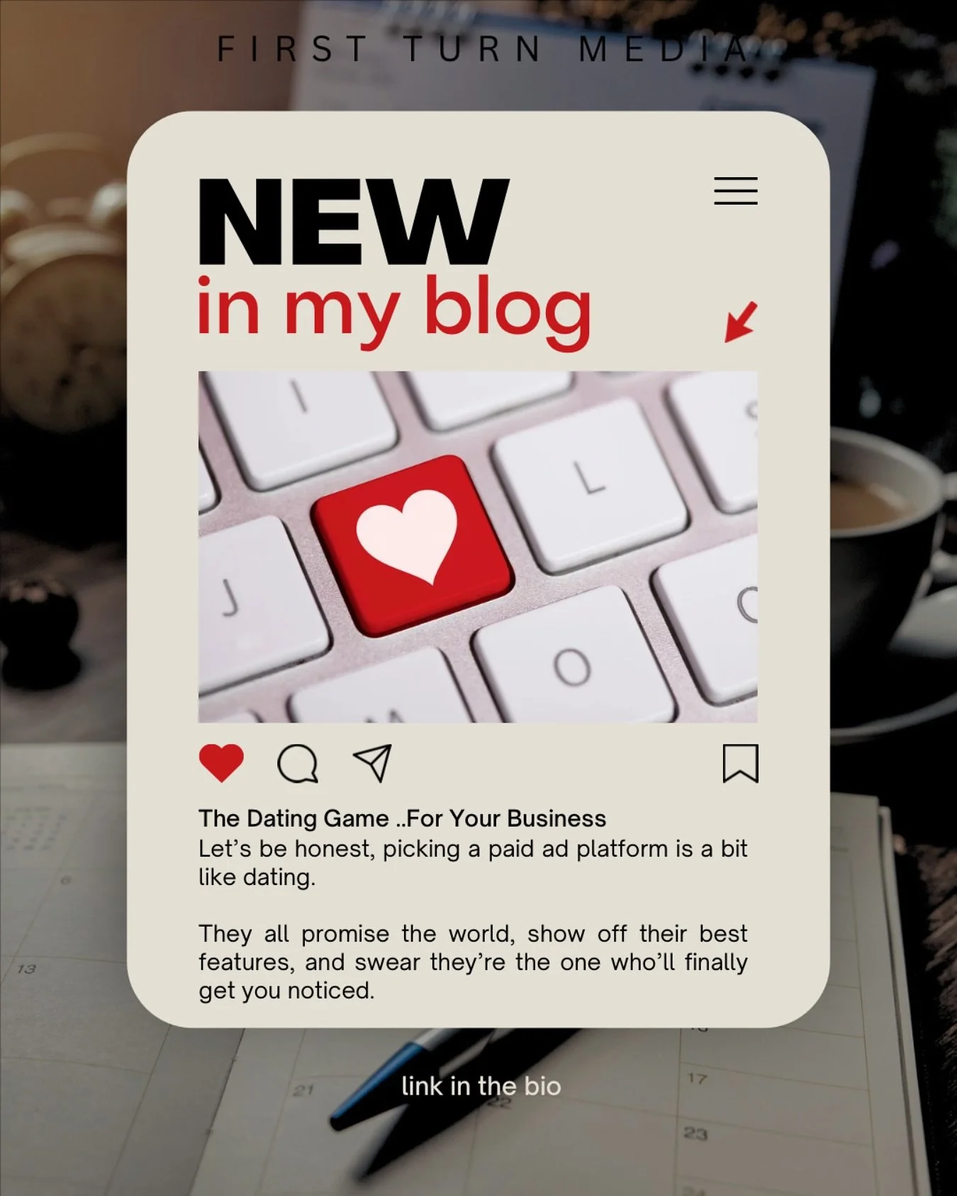 Out later today is our latest blog on why your business is playing the dating game with Ads …
They all promise the world, show off their best features, and swear they’re the one who’ll finally get you noticed.
But once you hand o