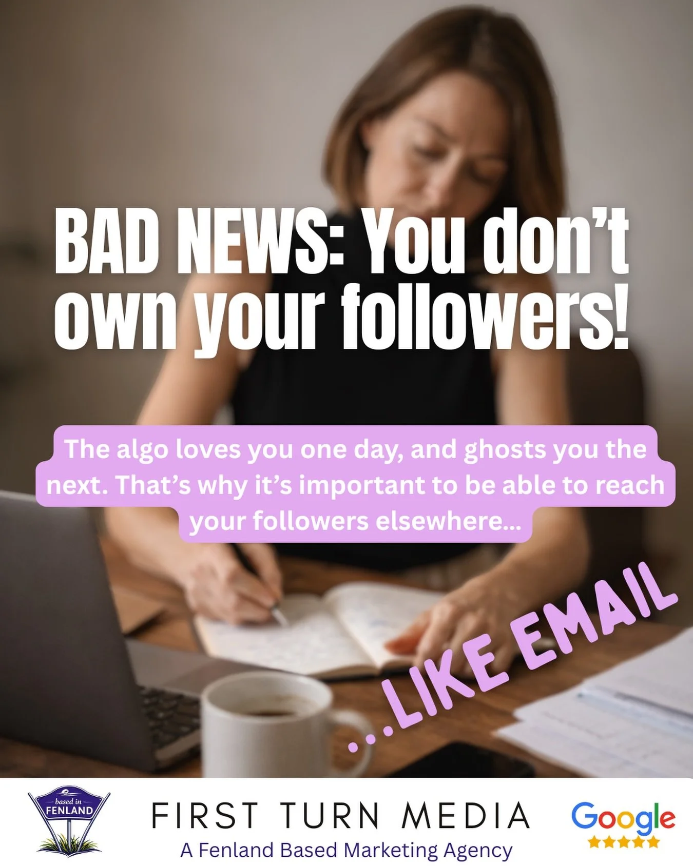 You don&rsquo;t own your social media platforms, you don&rsquo;t own your own followers &hellip; if they switched social media off tomorrow do you have a way of reaching your customers..? 

It&rsquo;s so important that you have an off platform way of