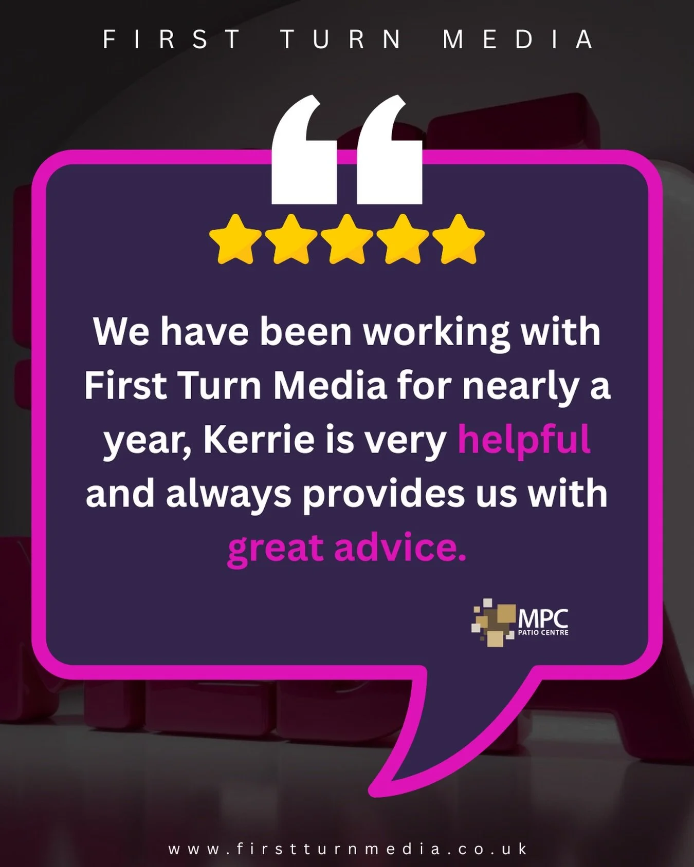 Building relationships &amp; business is always our top priority at First Turn Media. 

For us, the goal is always the same. Deliver work that moves a business forward, but also build a working relationship where clients feel comfortable picking up t