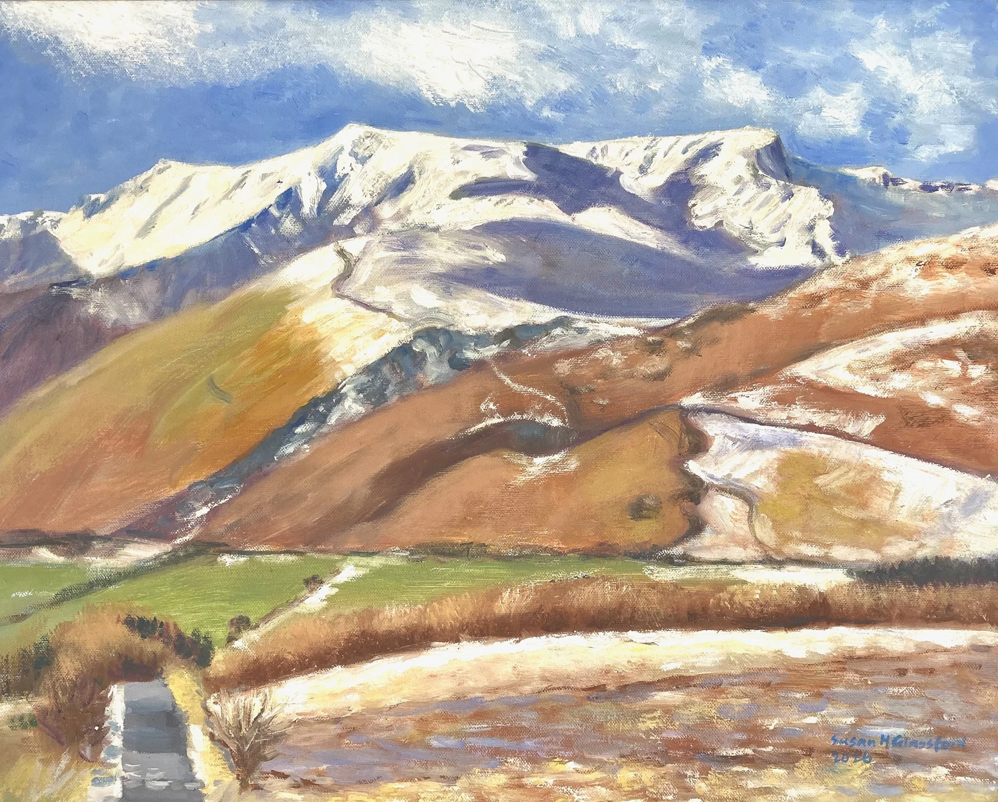 Susan H Glassford 'Winter Splendour, Saddleback', oil on canvas, 40 x 50cm, £425