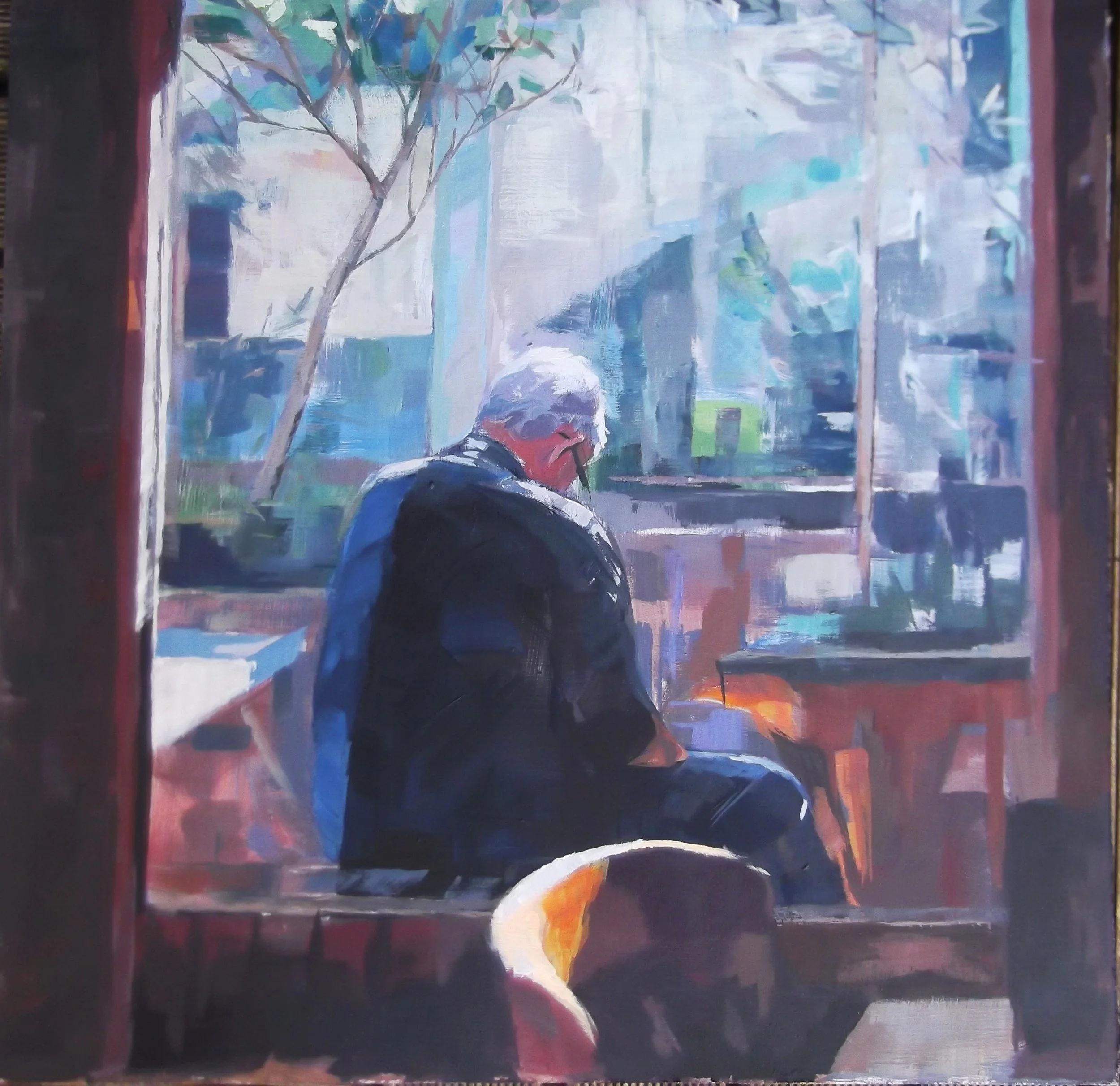 courtyard.  Ceri Allen Acrylic on Board, 430mm x 440mm.JPG