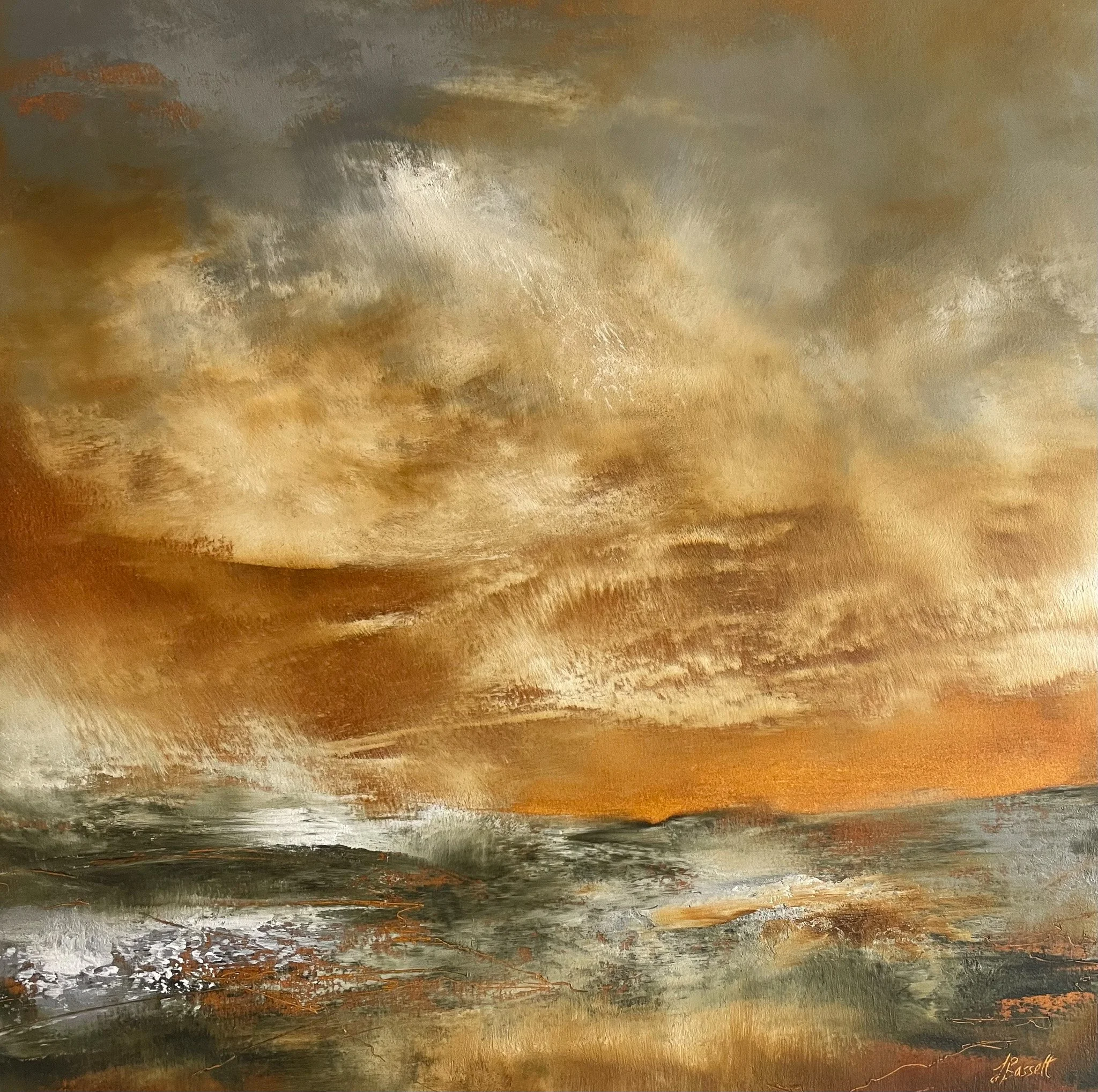 Jacqui Bassett 'Amber Close I', oil and cold wax, £1250