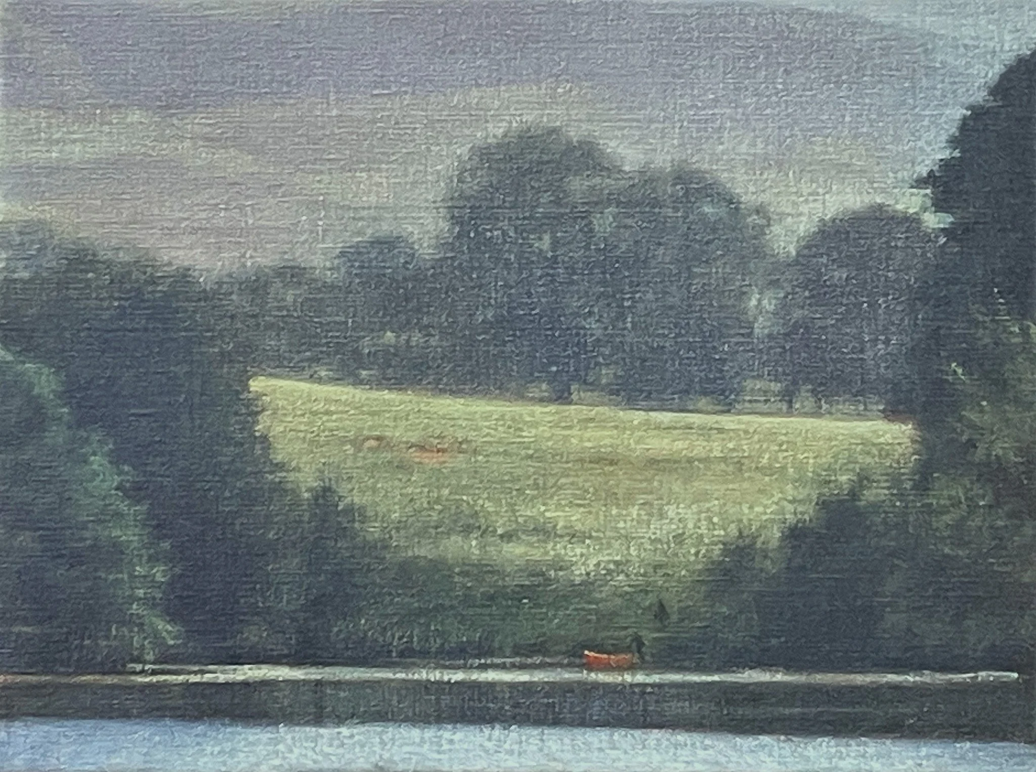 Alan Stones 'Across the Lake', oil on linen, 35 x 45cm, £950
