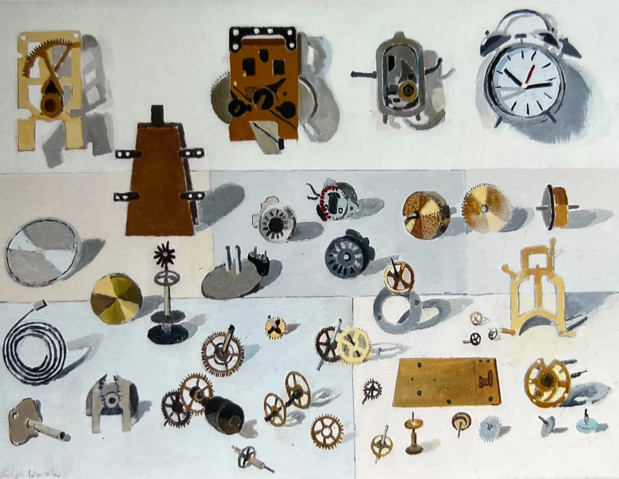 Ralph Wardle 'Clocks', oil on linen canvas, 80 x 60cm, £350