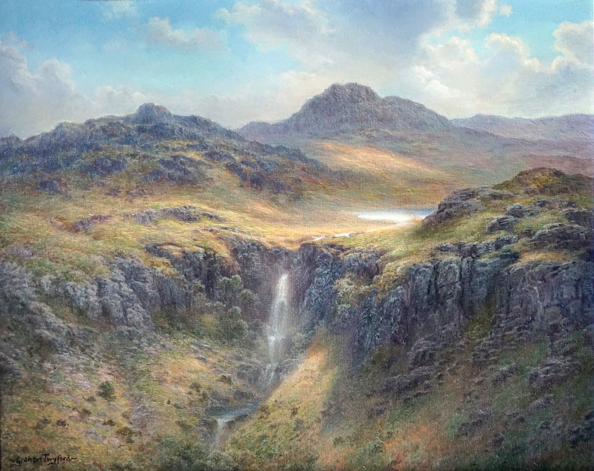 Graham Twyford 'Green Crag Over Birker Force', oil on canvas, 39 x 49cm £1000