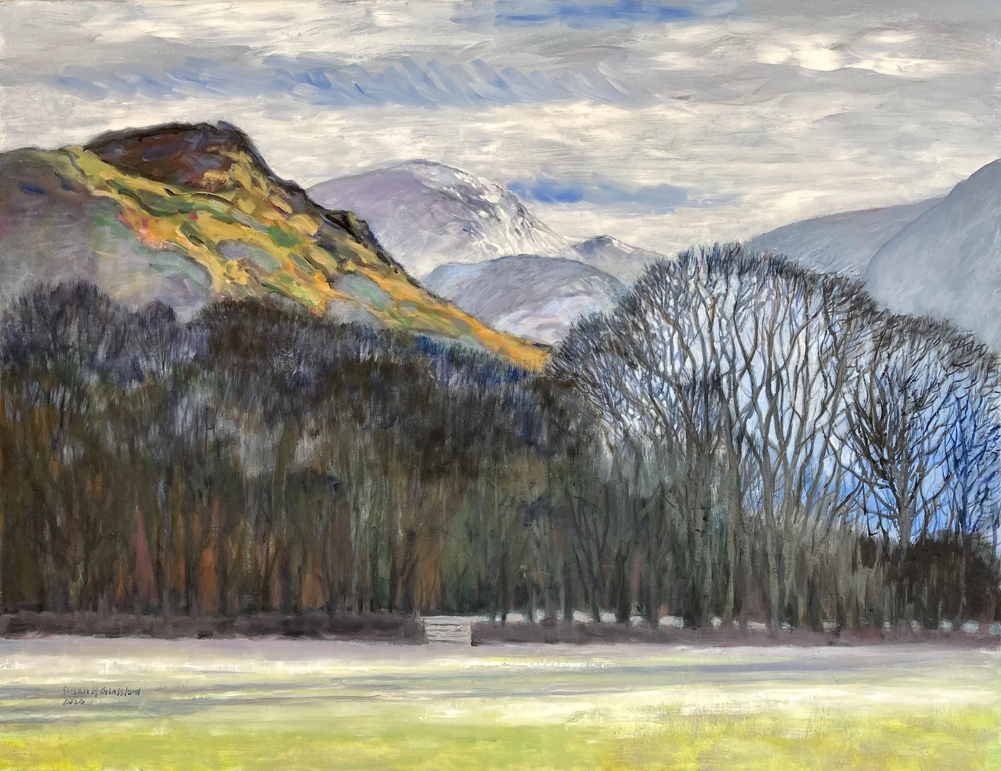 Susan H Glassford 'Winter Frost near Crummock Water', oil on canvas, 70 x 90cm, £925
