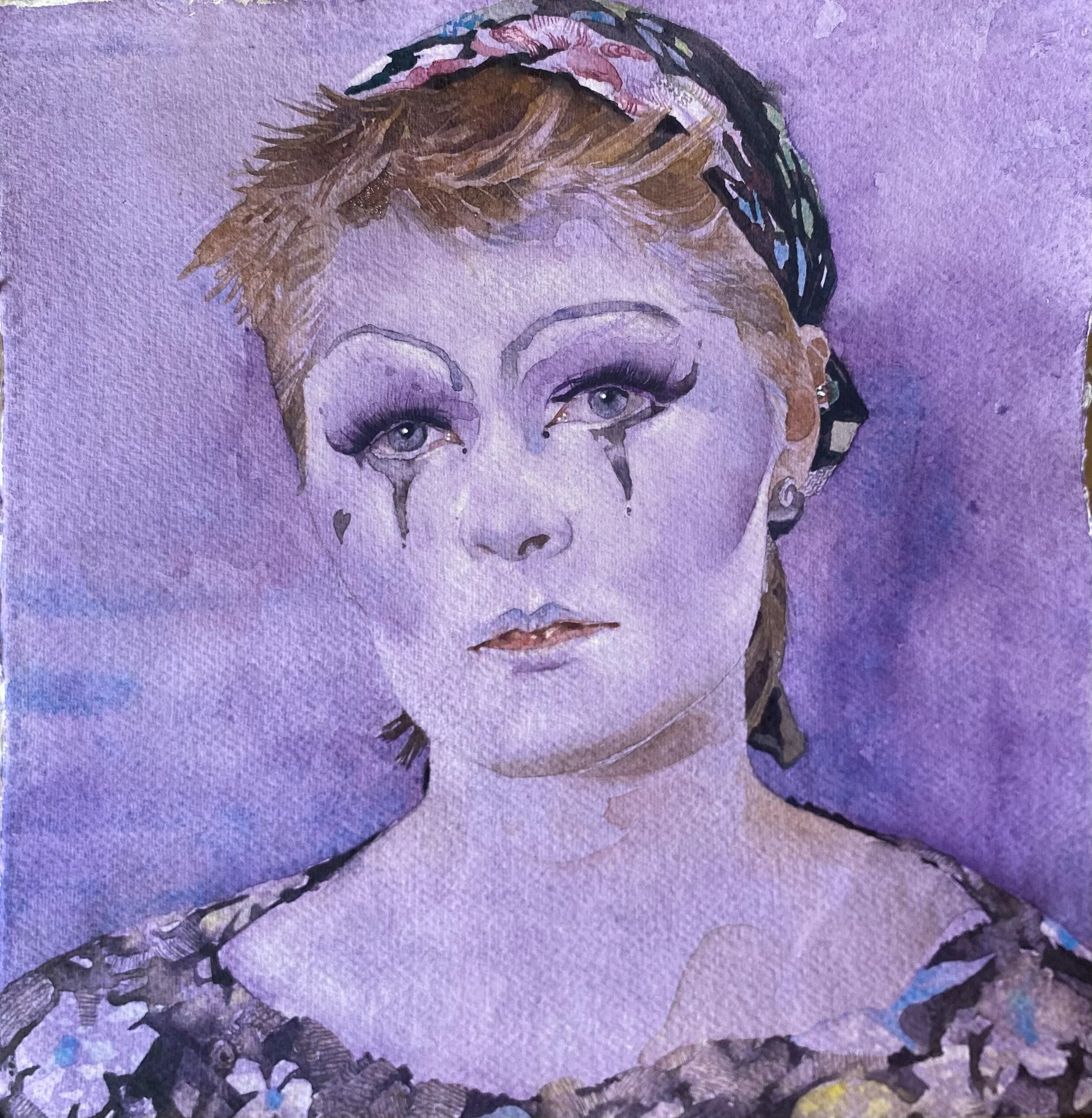 Catherine Macdiarmid 'Pierrot', watercolour on paper, 30 x 30cm, £390