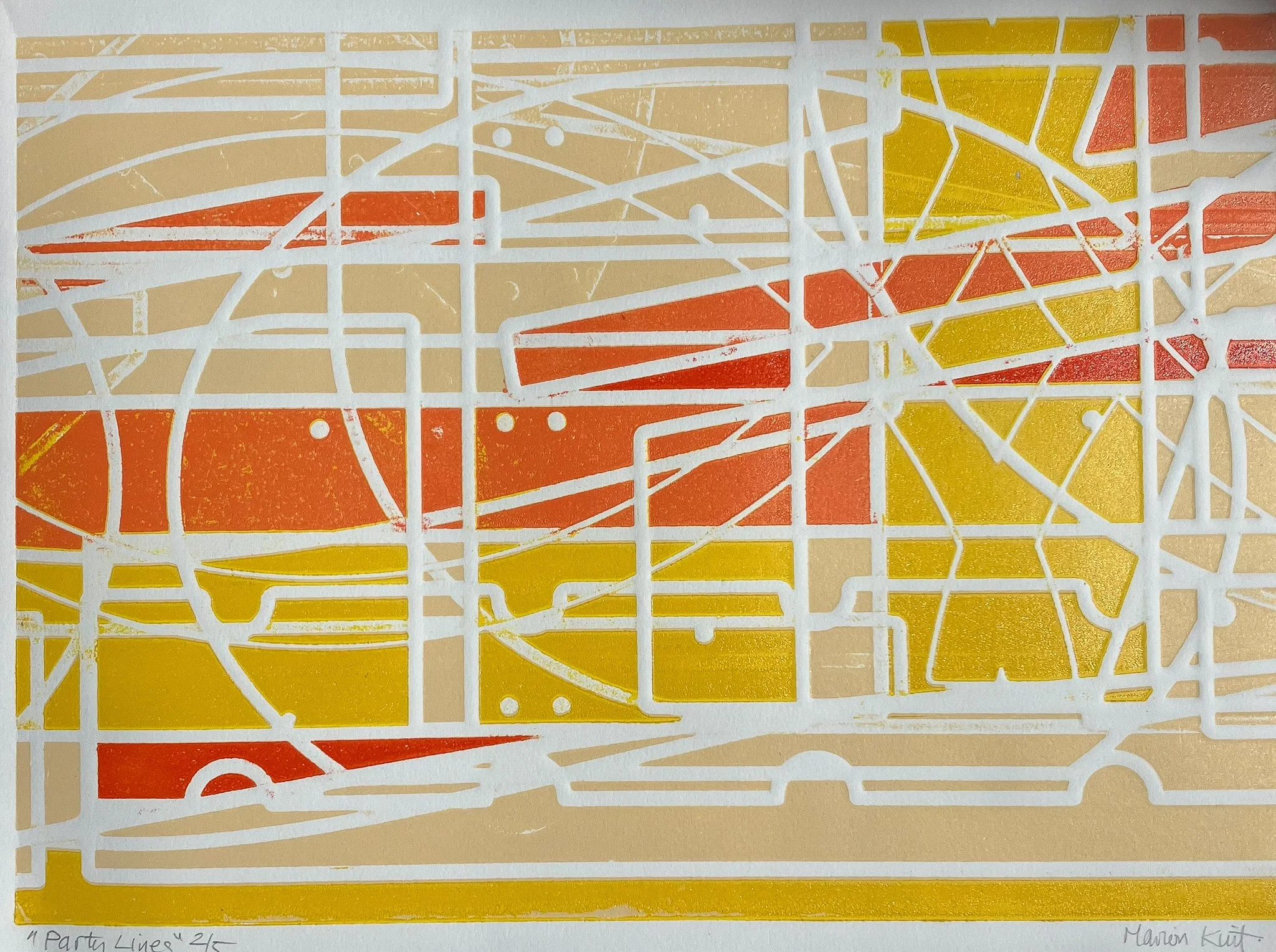 Marion Kuit 'Partylines', woodcut, 33 x 46cm, £300