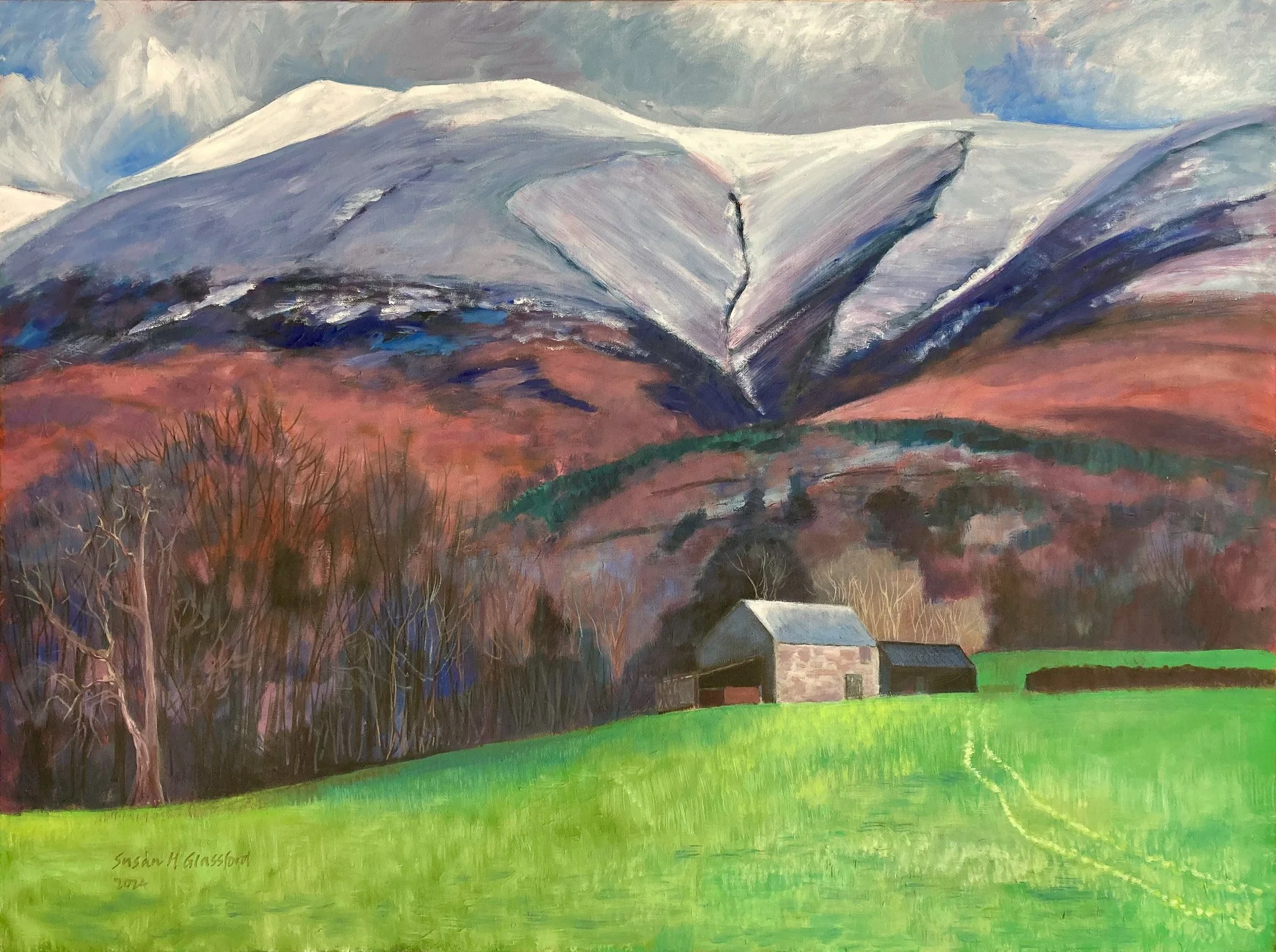 Susan H Glassford 'Skiddaw, Winter Light', oil on canvas, 77 x 100cm, £1250