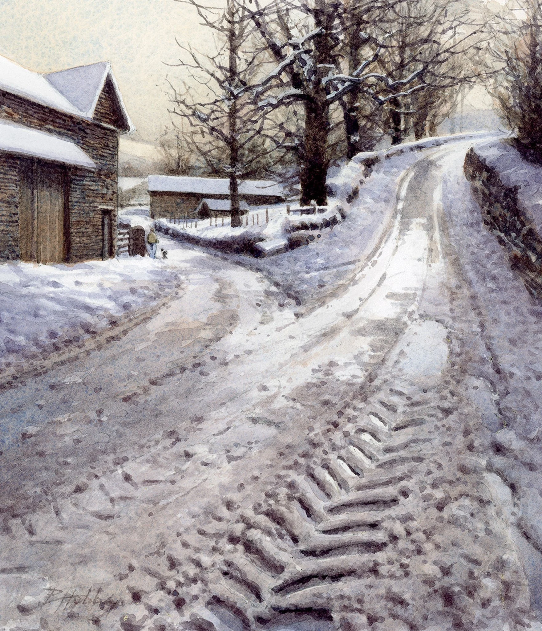P L Hobbs 'Tracks, Townend, Troutbeck', Watercolour, 23.5 x 21cm, £1300