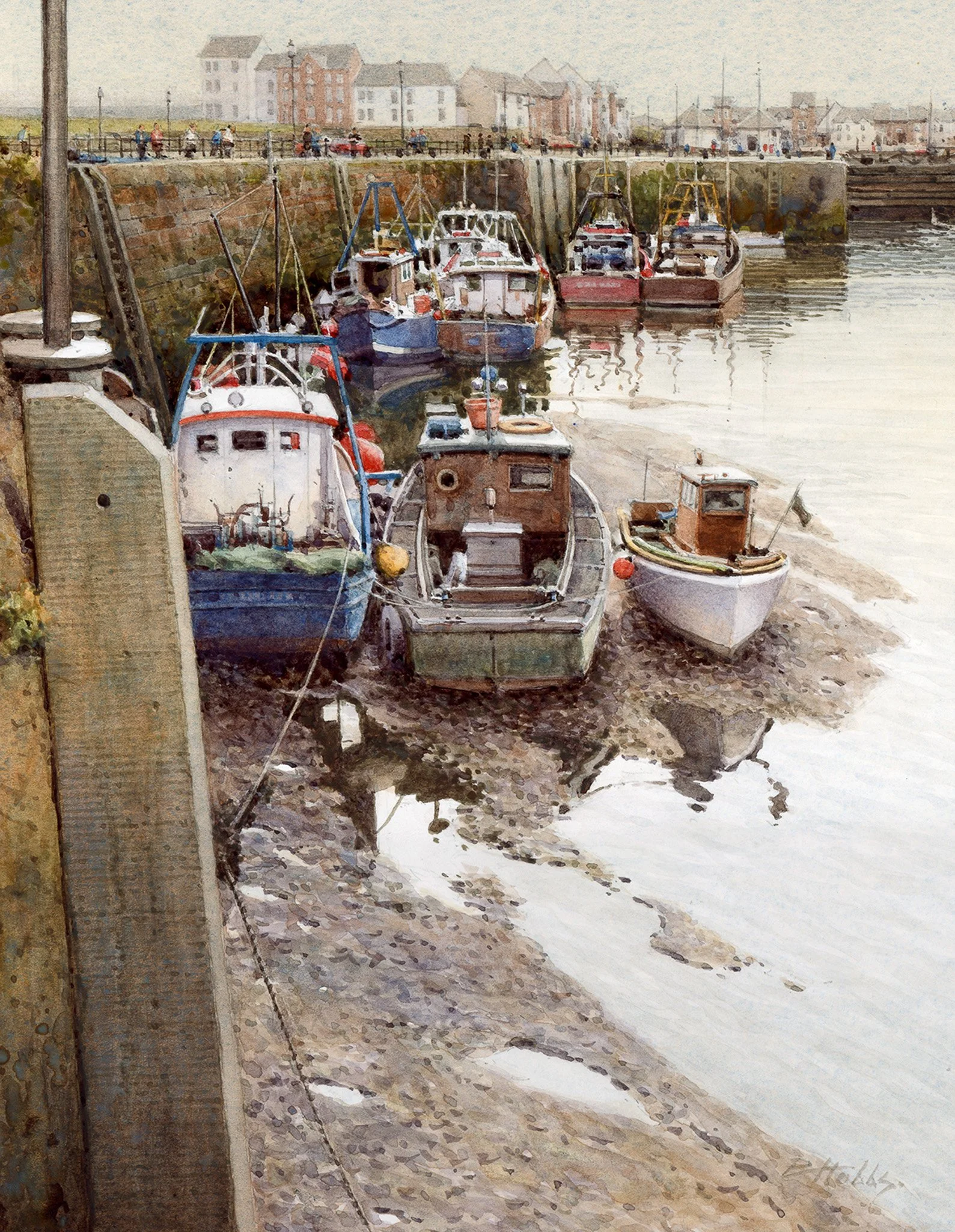 P L Hobbs 'Low Tide, Maryport',  Watercolour, 26 x 20.7cm, £1800