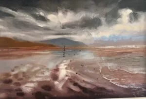 Mark A Pearce 'Alone on the Beach', oil, £745