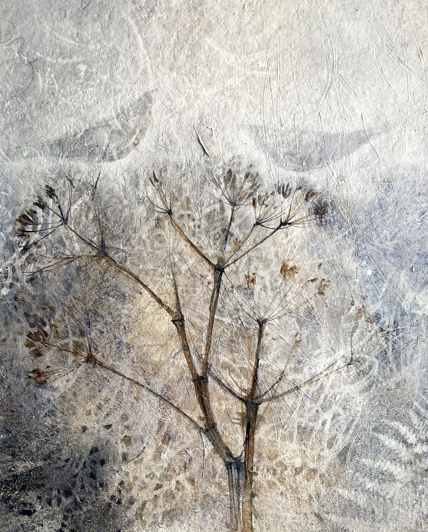 Rachel Gibson 'Winter Hedgerow', acrylic on khadi paper, 40 x 33cm, £700