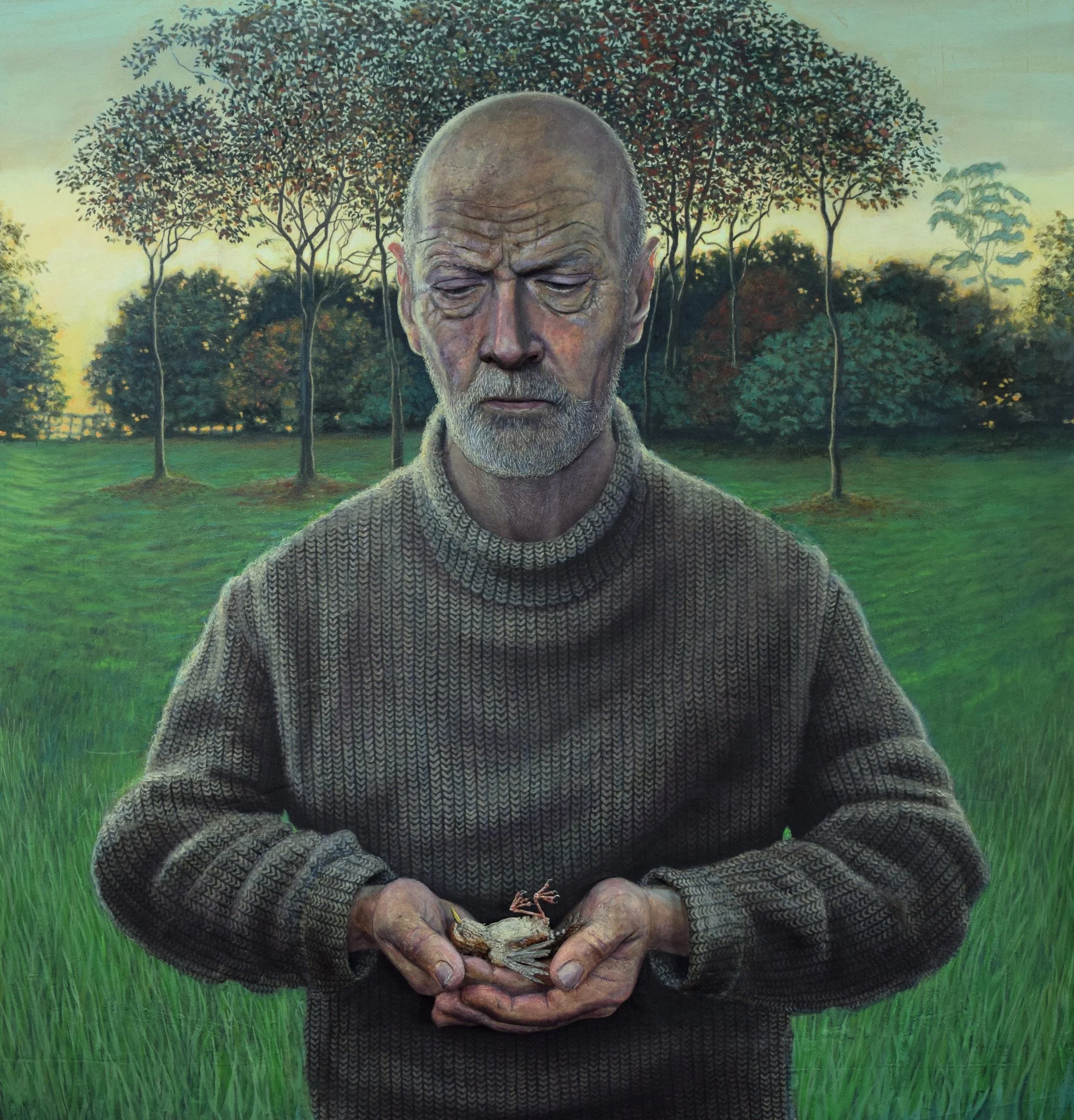 Brian Shields 'Augury (Blake's Little Wren)', acrylic, epoxy, wire, feathers on board, 79 x 75cm, £6000