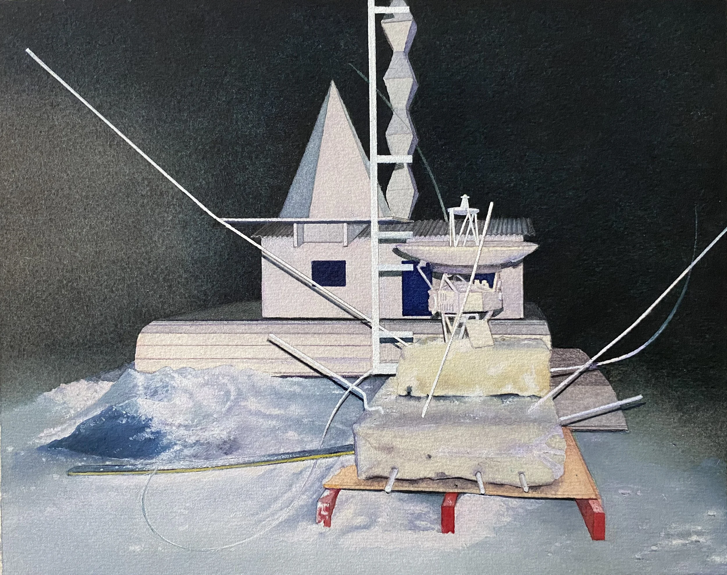 Memorial Composition NE51 /9 2024, Watercolour and Gouache on paper, 20 x 25.7 cm
