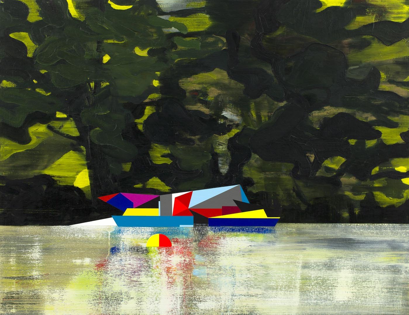 Raft 5 2014,
Acrylic and oil on canvas, 100 x 135 cm.