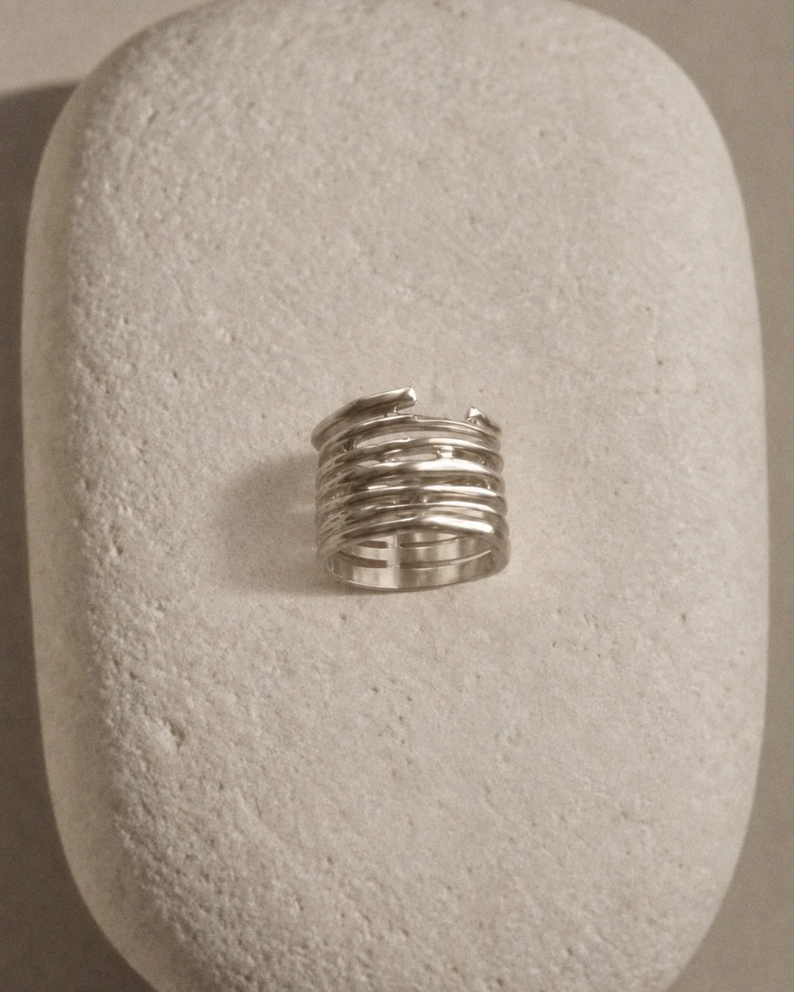 I wanted this ring to feel like a stack, while still being one single piece
Available to order in sterling silver, bronze, or gold-plated silver