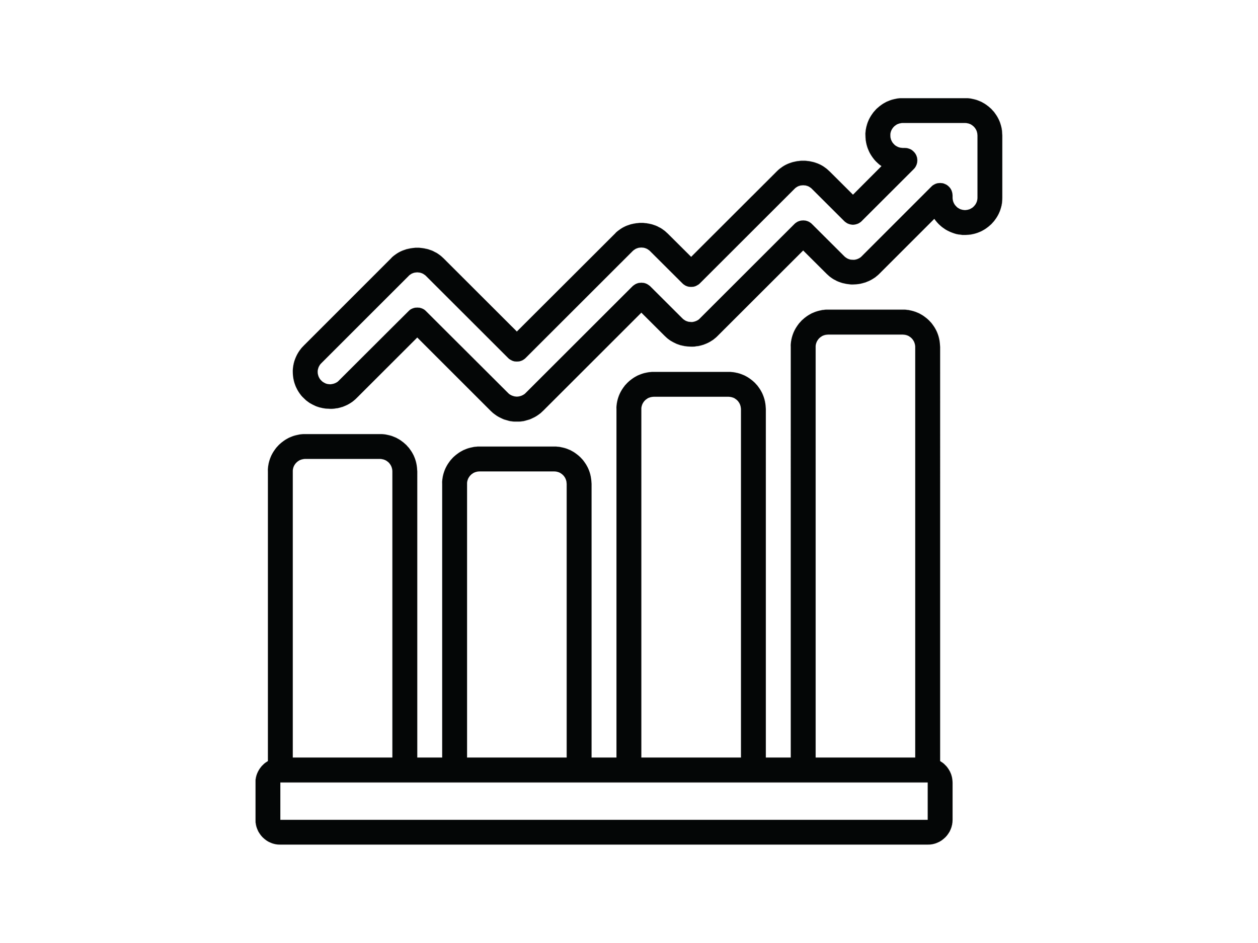 Bar graph with upward trending line