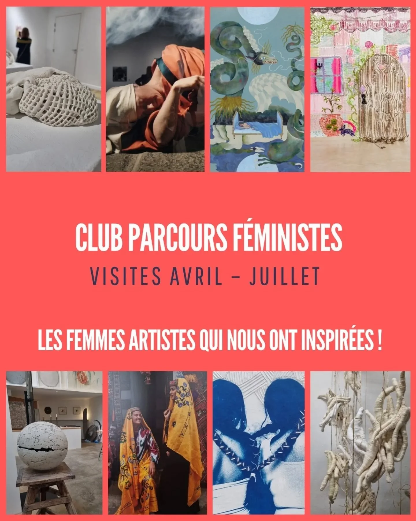 🔥 Lors de ces 3 premiers mois du Club, on a d&eacute;couvert des univers singuliers port&eacute;s par diff&eacute;rentes femmes artistes. 

✨️ On est profond&eacute;ment reconnaissantes envers les artistes, les commissaires et les lieux qui nous ont