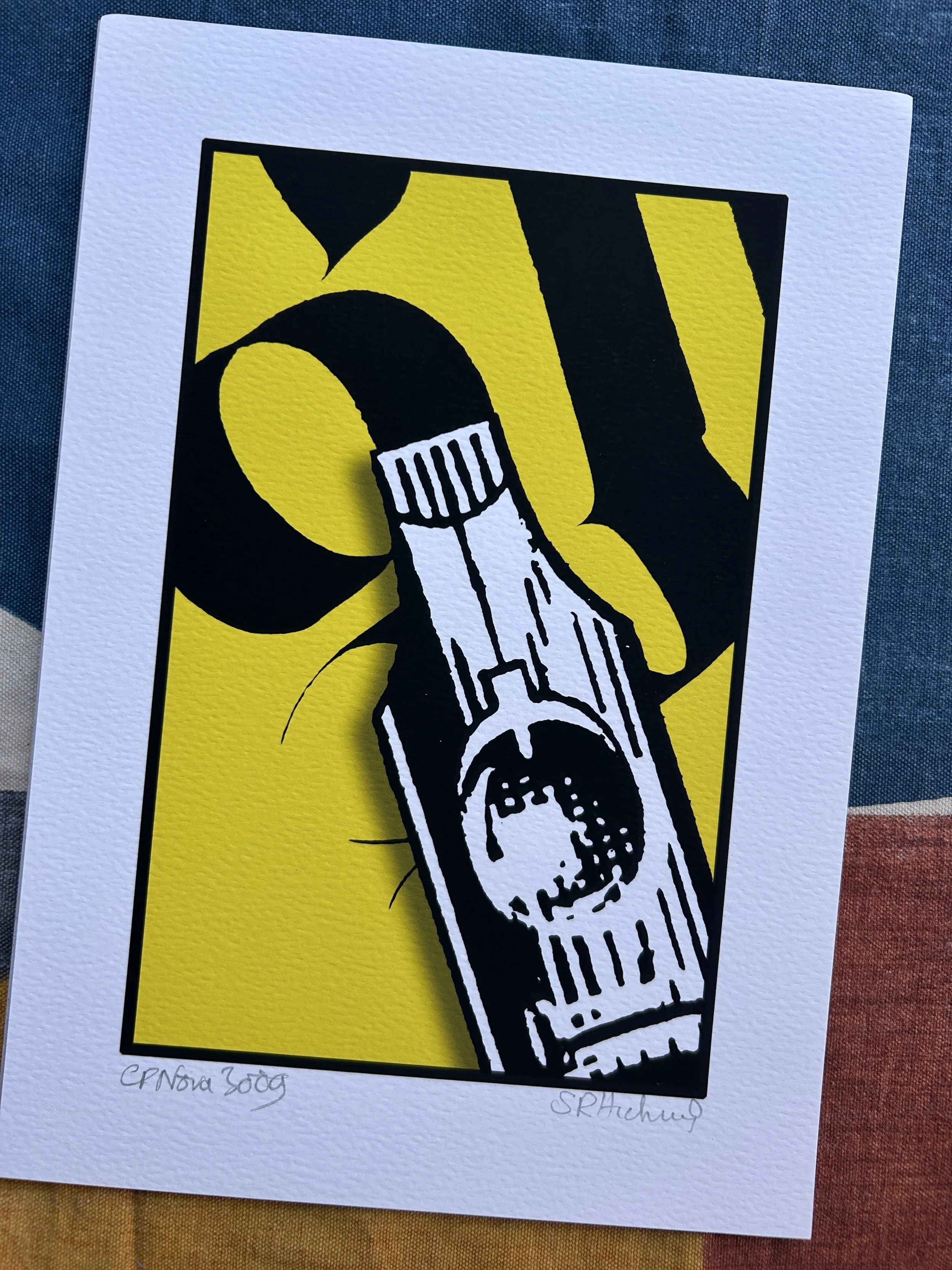 Ink pen on Yellow - Giclee print on 300gsm paper
