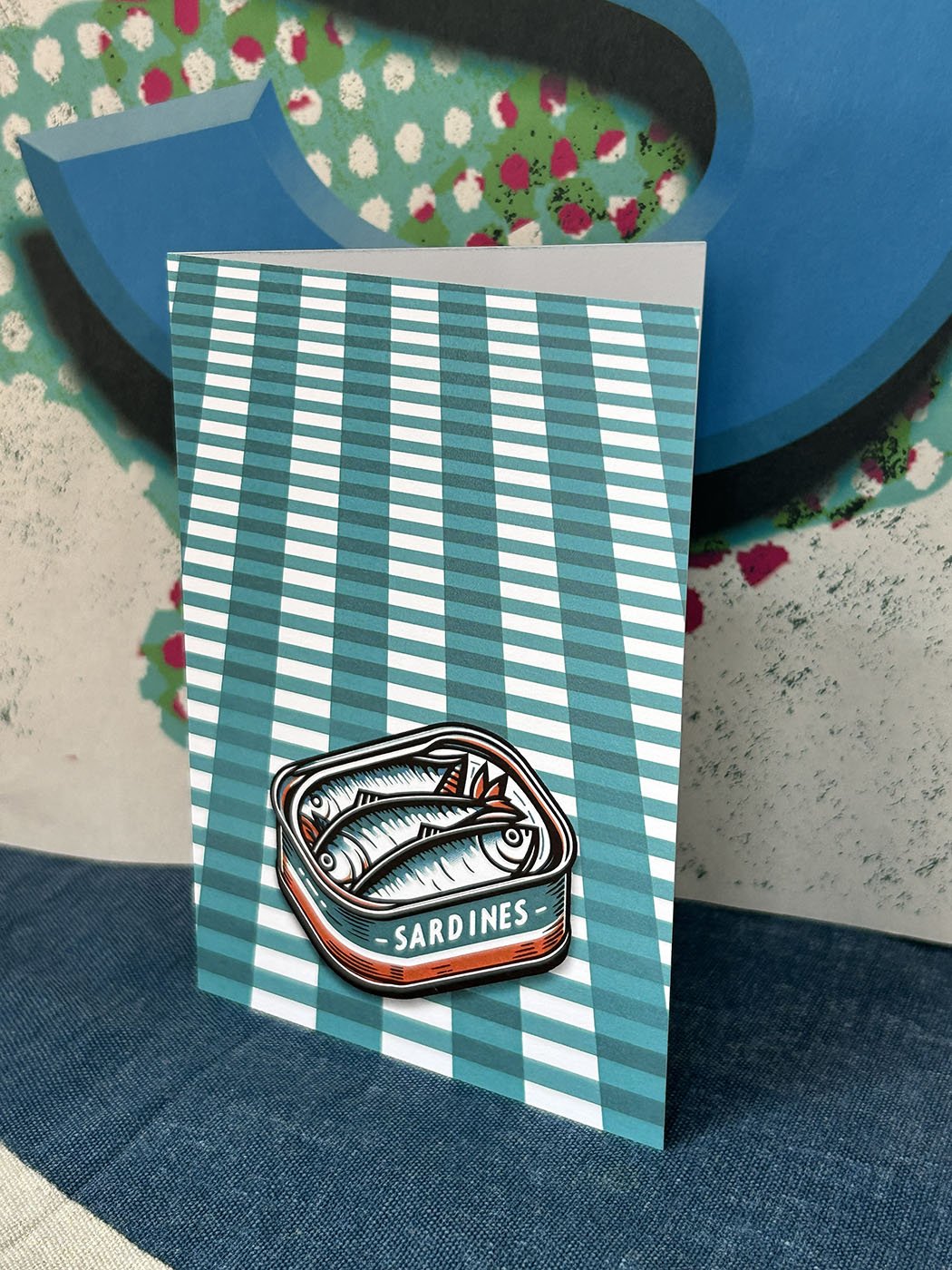 Sardine Teal Greeting card on fineart card
