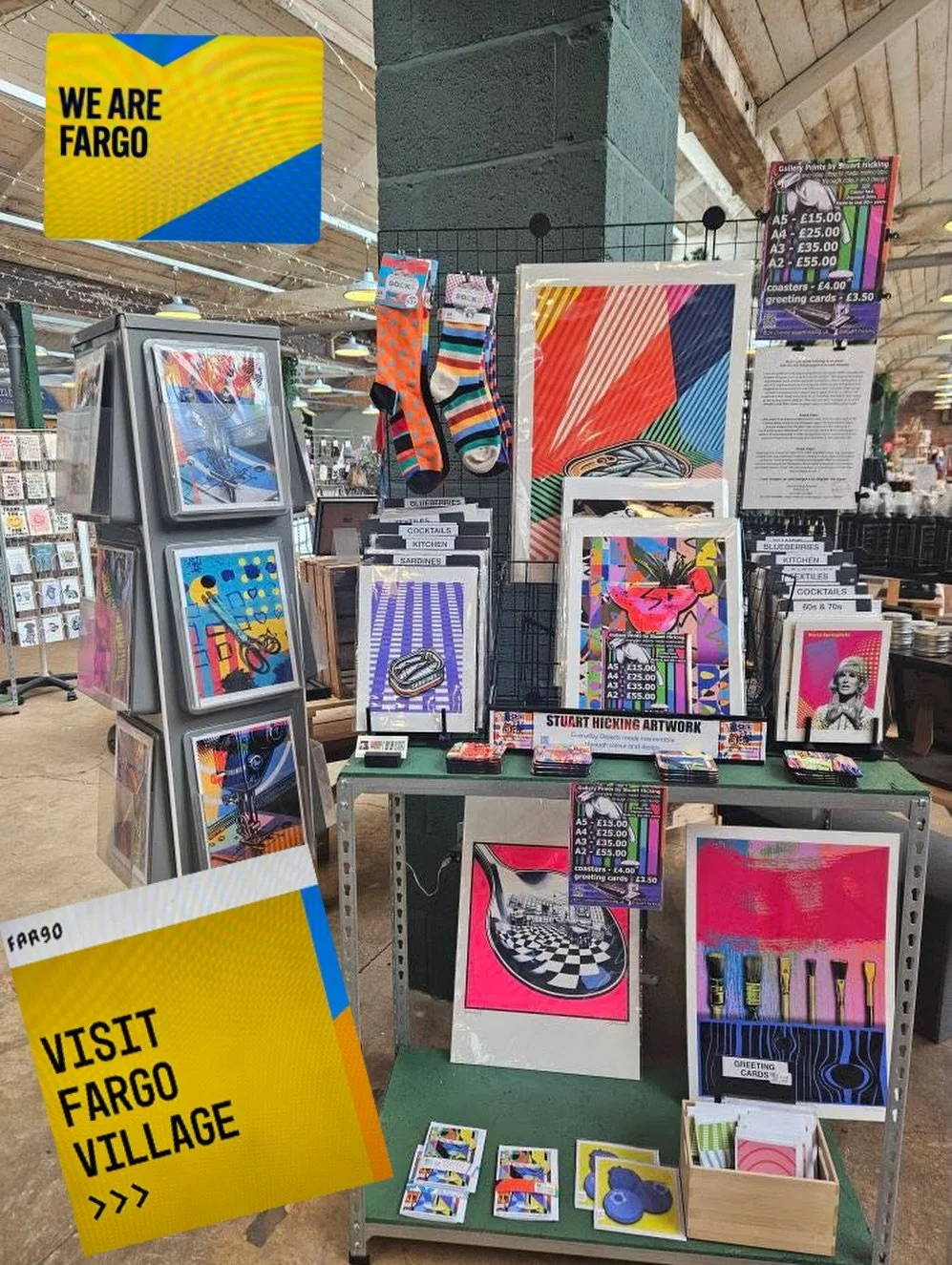 The lovely people at Indie Mart, Fargo village, Coventry tidied up my stand this week. Looks fabulous&hellip;can&rsquo;t wait to get over there. Thanks Holly, Charlotte &amp; Joanne 🙏🙏🙏 @indiemartcov @fargovillagecov @popupartleicester #popupart #