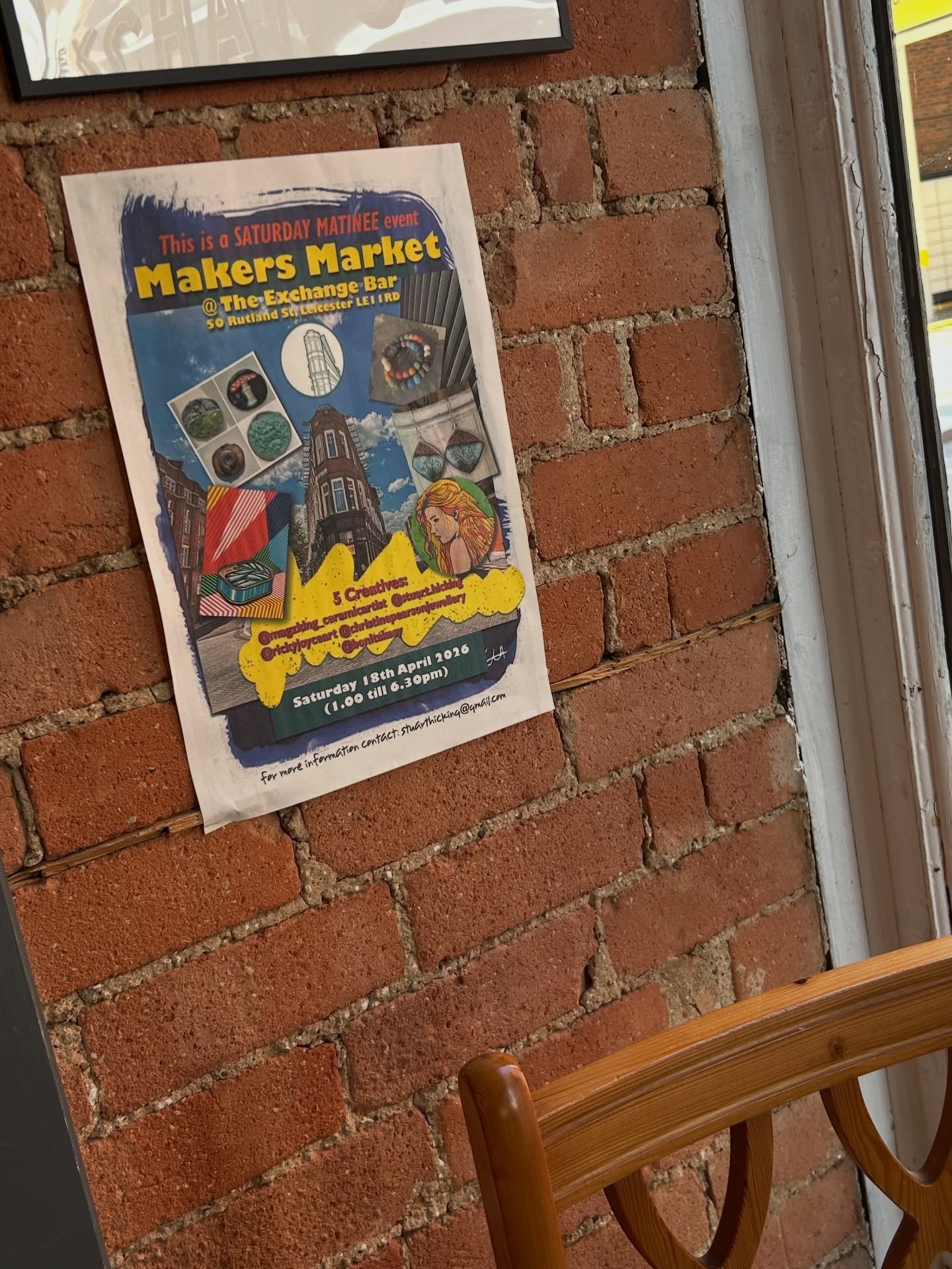 The posters are up at The Exchange Bar announcing the Makers Market on Saturday 18th April. Proud to show you some of the lovely work that will be available by these talented creatives  @magzking_ceramicartist @rickyjoyceart @christinepearsonjeweller