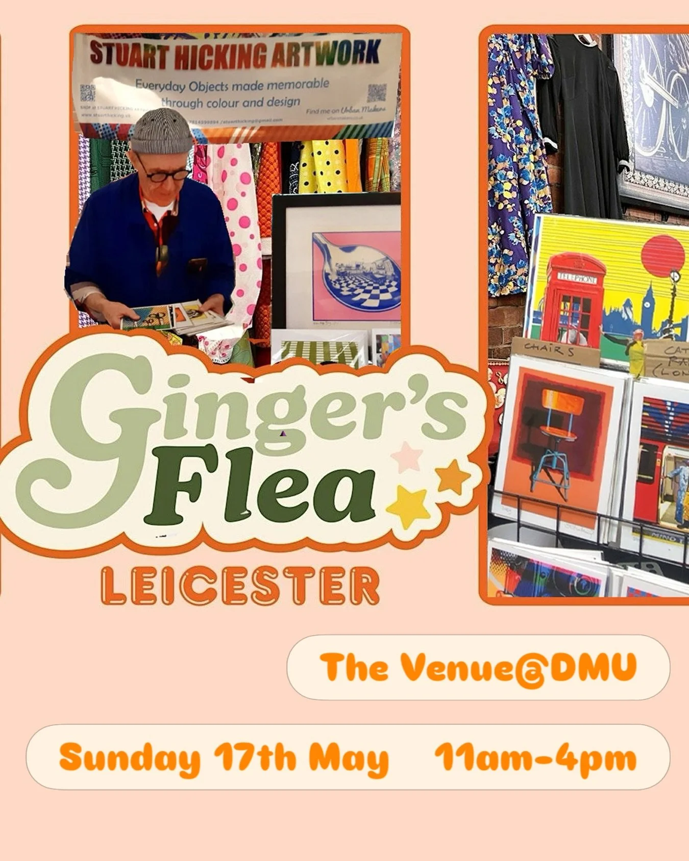 This is where I am this Sunday, sharing my memories through colourful prints. It&rsquo;ll be nice to see you and have a chat if you get chance 😍 If not, my printroom is open in Linktree. @gingersflea @monoclemakersmarket @visitleicester @popupartlei