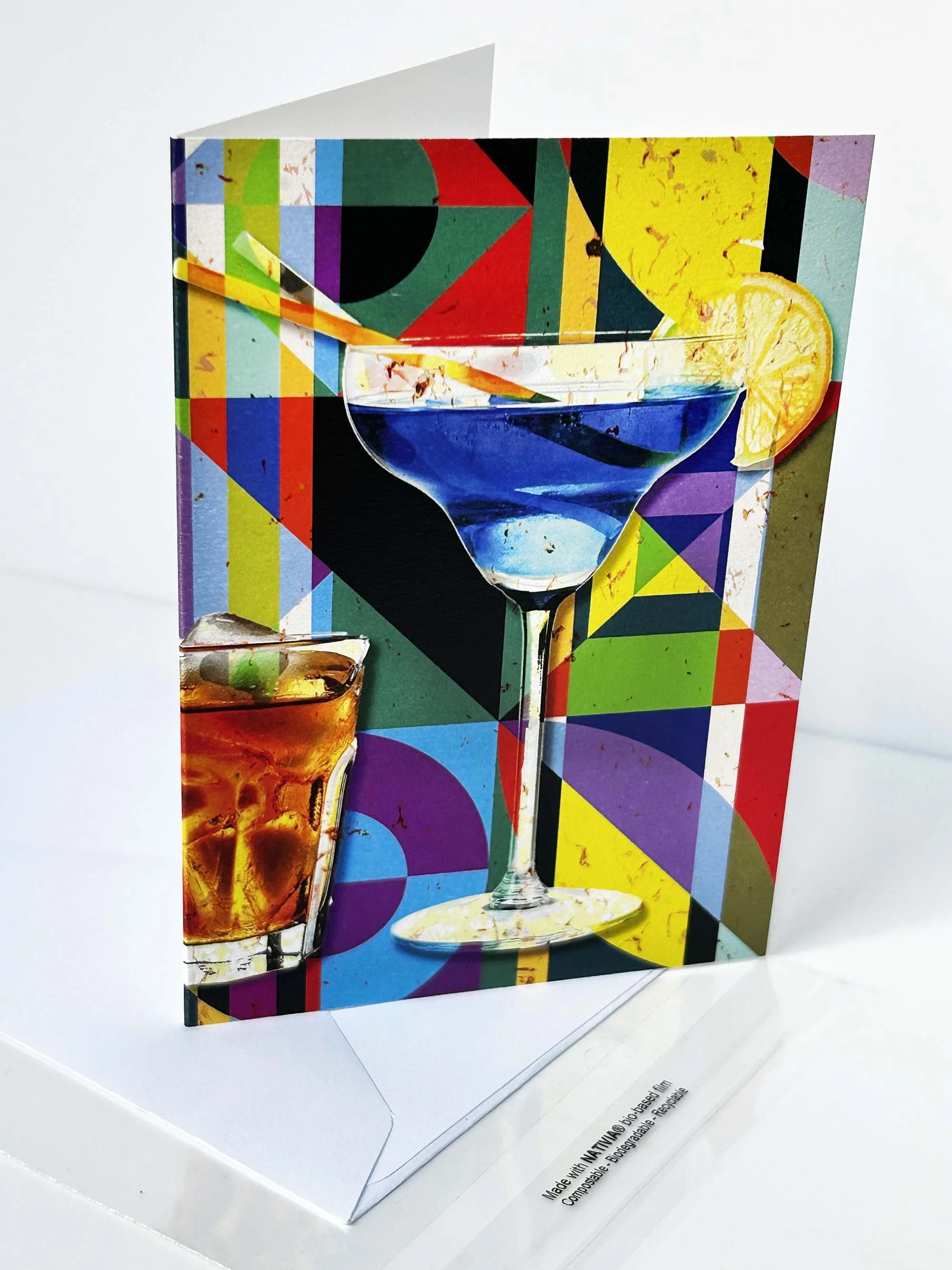Blue Danube cocktail Greeting card on fineart card