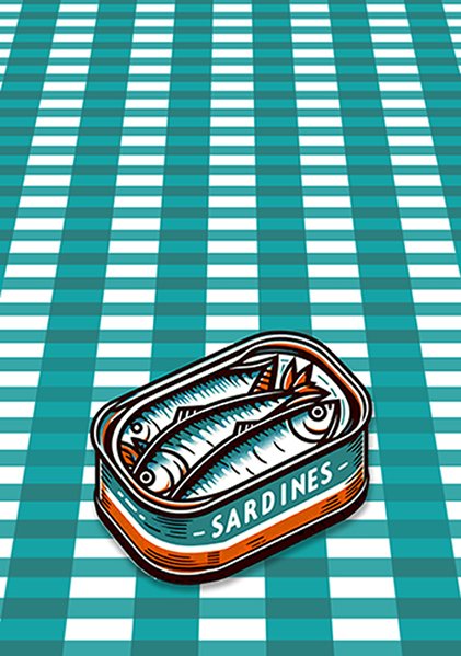 Sardine Gingham Teal - gallery prints on 300gsm cotton paper