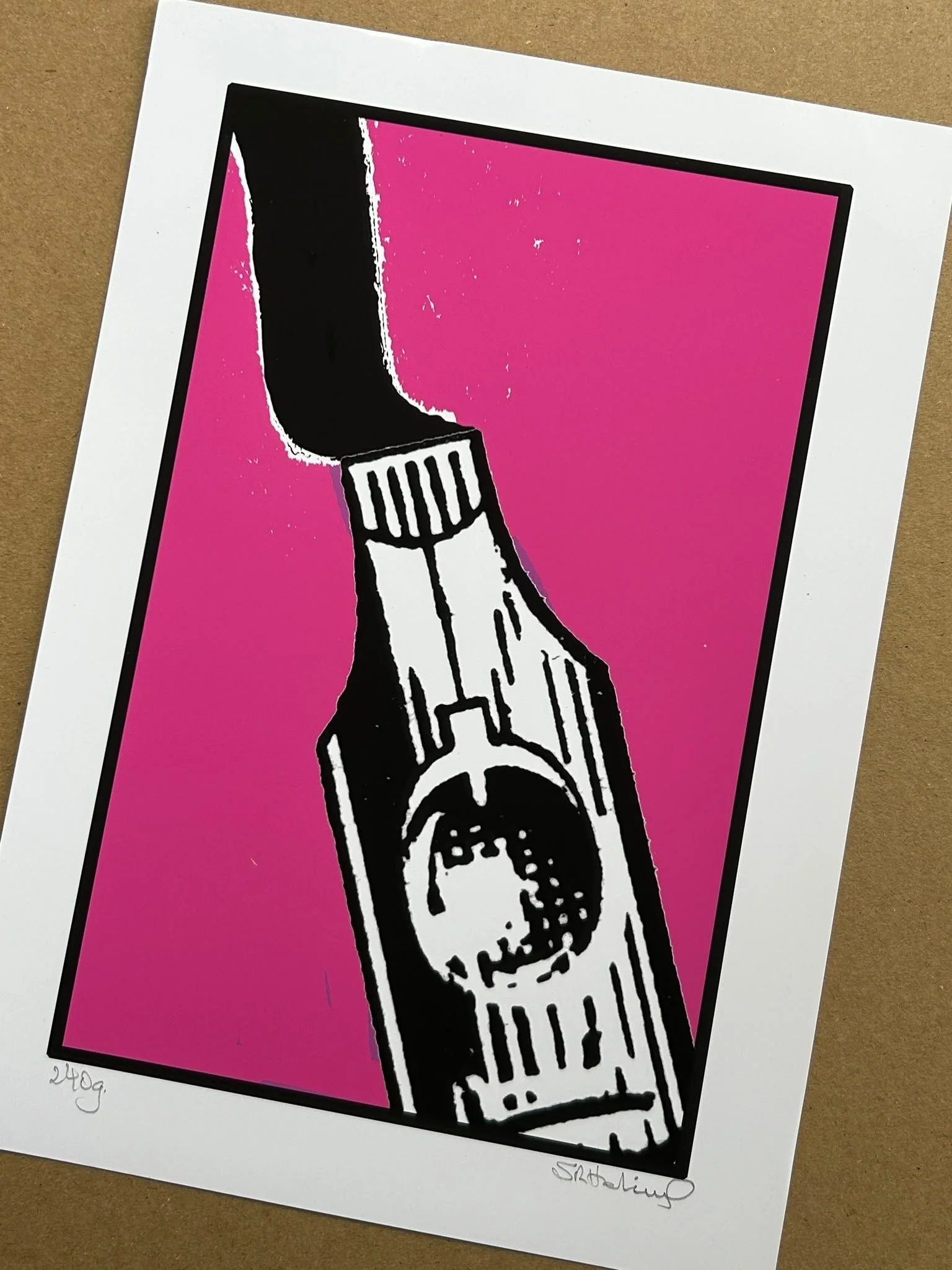 Ink pen on broken Pink - Giclee print on 240gsm paper - Last one
