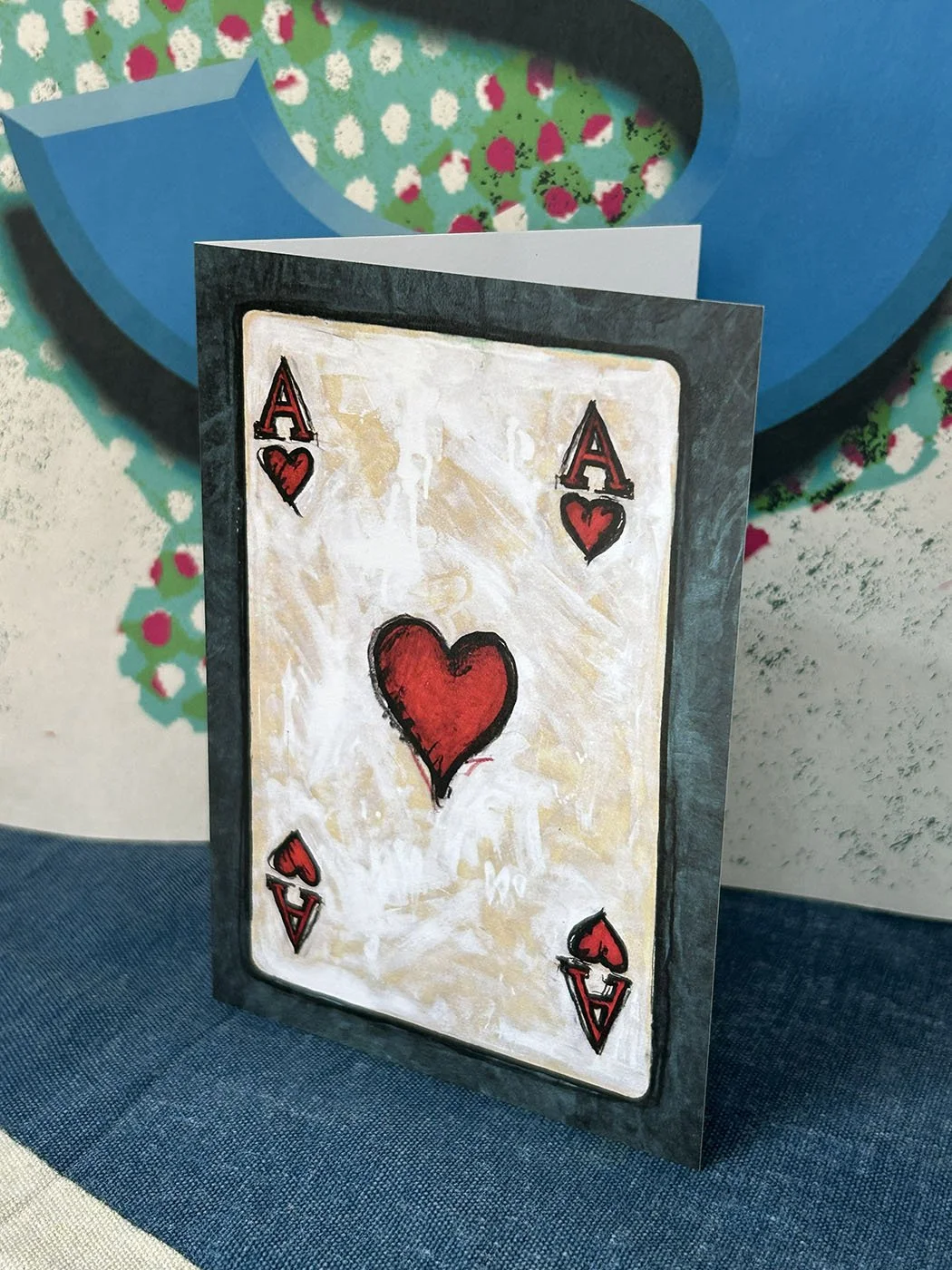 Ace of Hearts Greeting card on fineart card