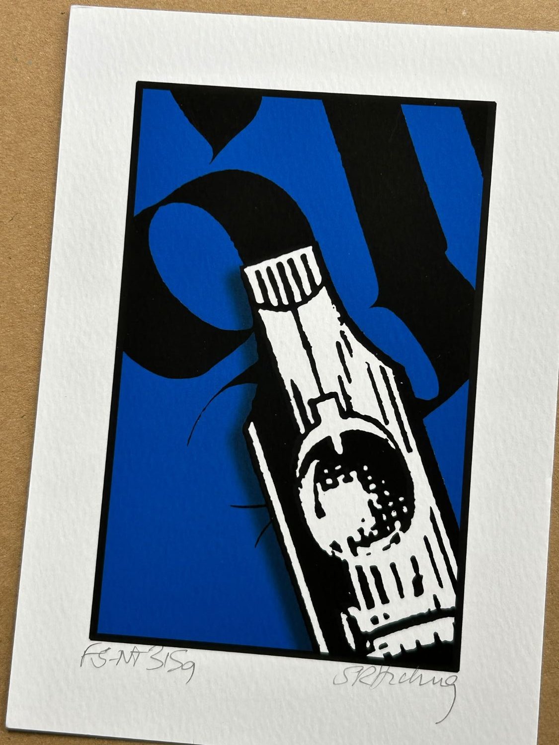 Ink pen on Blue - Giclee print on 315gsm paper