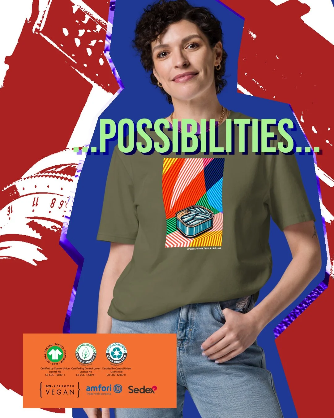 Sardine Zigzag on 100% Organic Cotton T-shirt