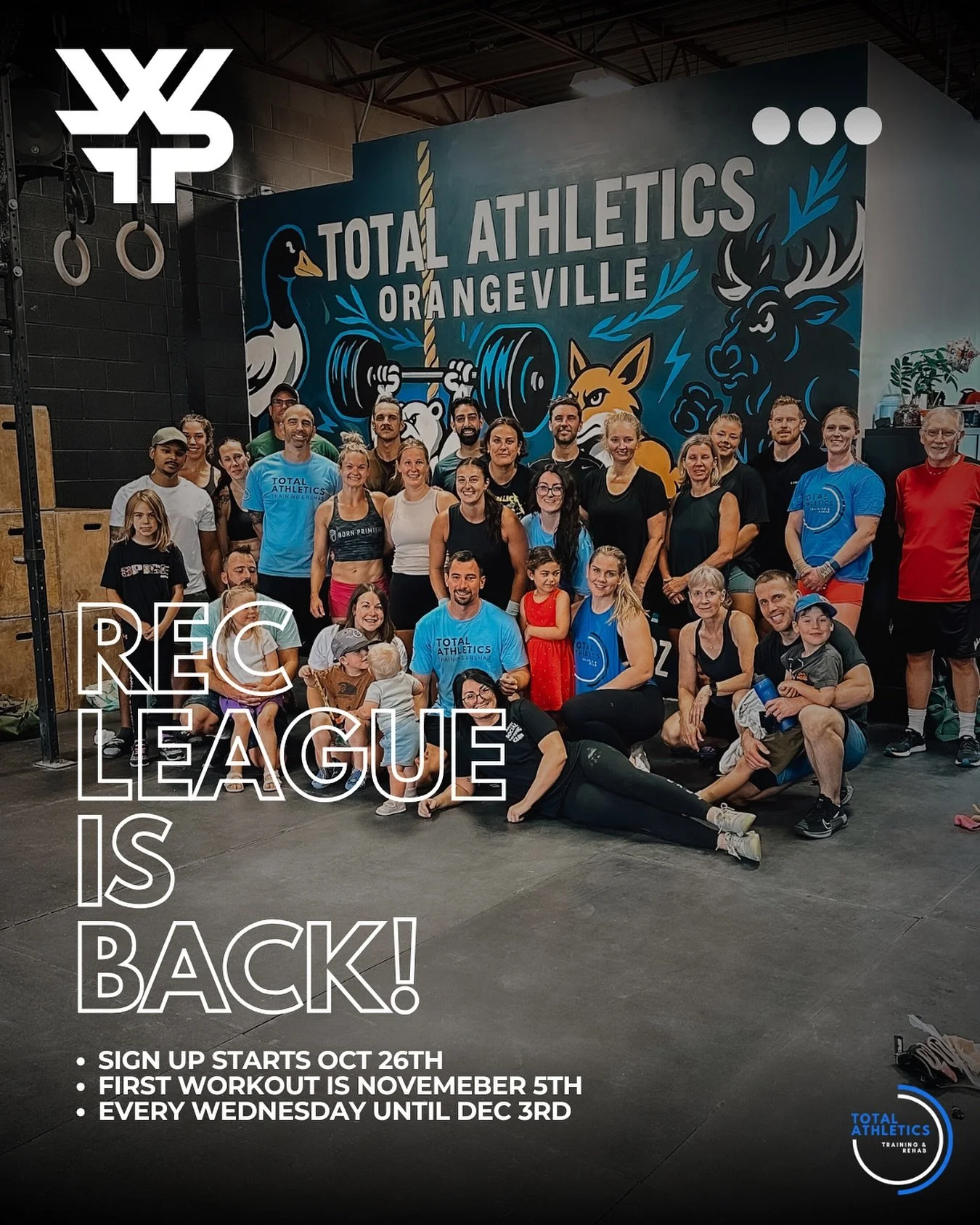 You know that energy when everyone&rsquo;s training together, pushing a little harder and laughing a lot in between? 

Yeah- that&rsquo;s Rec League season! 🎉 

We&rsquo;re bringing the @worldfitnessproject Rec League back to Total Athletics startin