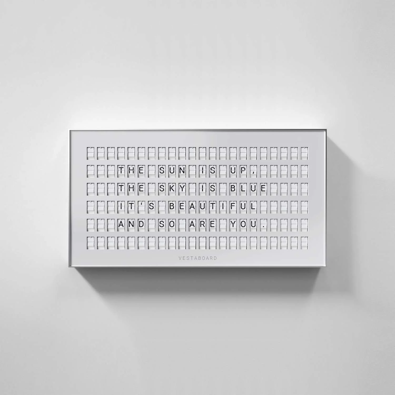 Vestaboard White Split-Flap-Display Front view Text S - Exprimis.jpg