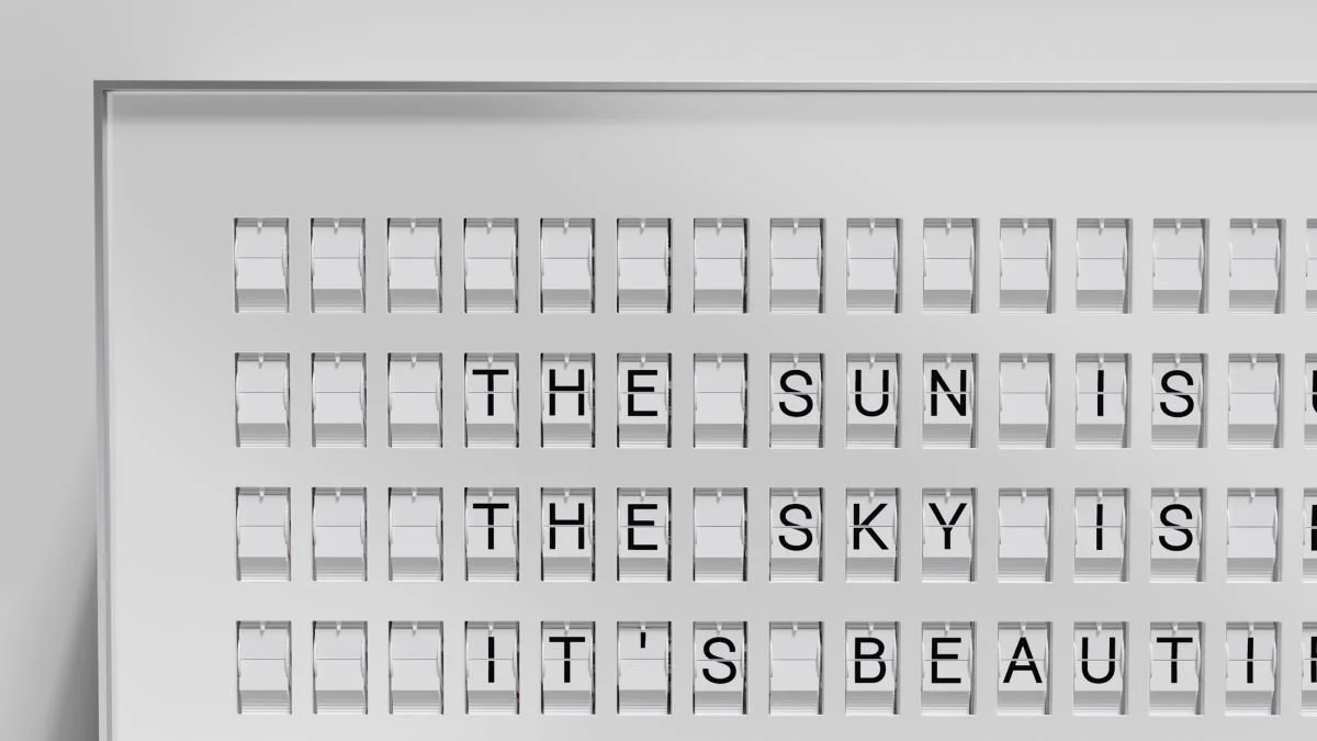 Vestaboard White Split-Flap-Screen Front Text Closeup S - Exprimis.jpg