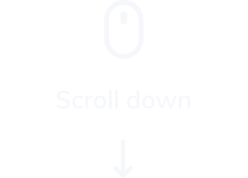 Instructional graphic with a computer mouse and the text 'Scroll down' with a downward arrow.