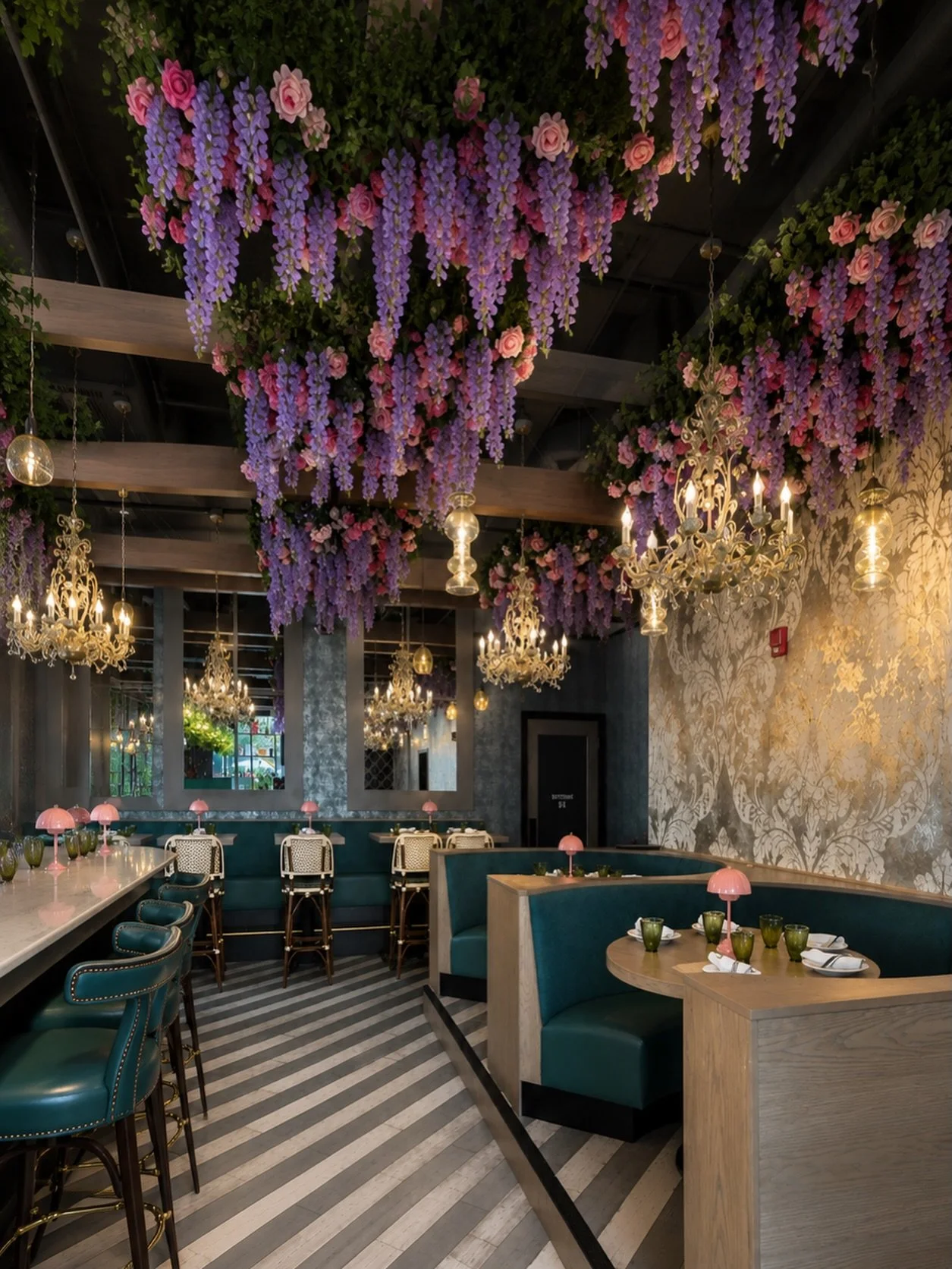 🌸 Not every dining space needs to whisper. Some deserve to make an entrance.

From custom booth seating and millwork to decorative floral installations, statement lighting, bar detailing, and architectural finishes, this project was built to turn ev