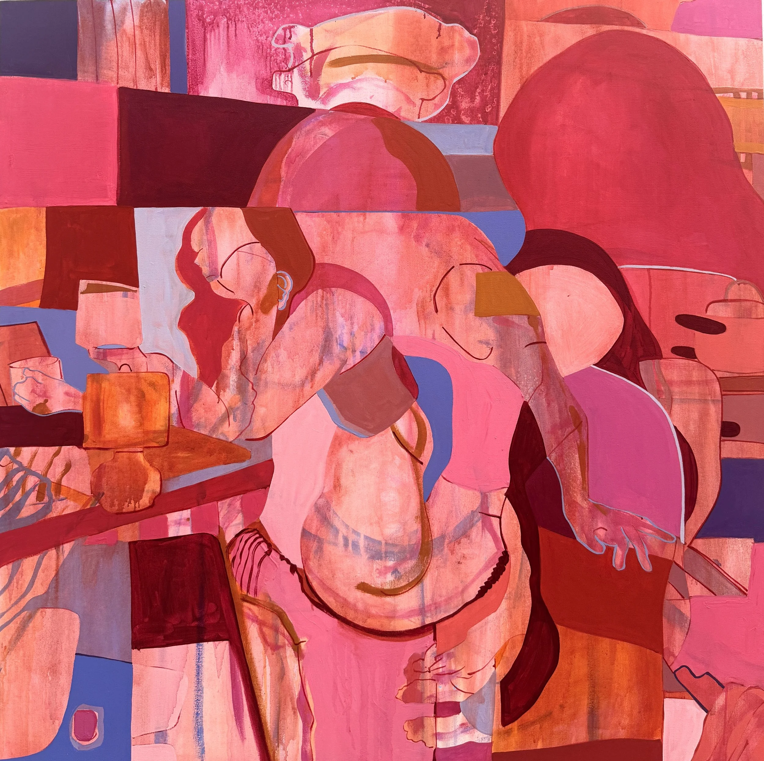 the lie I sell myself, 48" x 48", acrylic on canvas, 2026