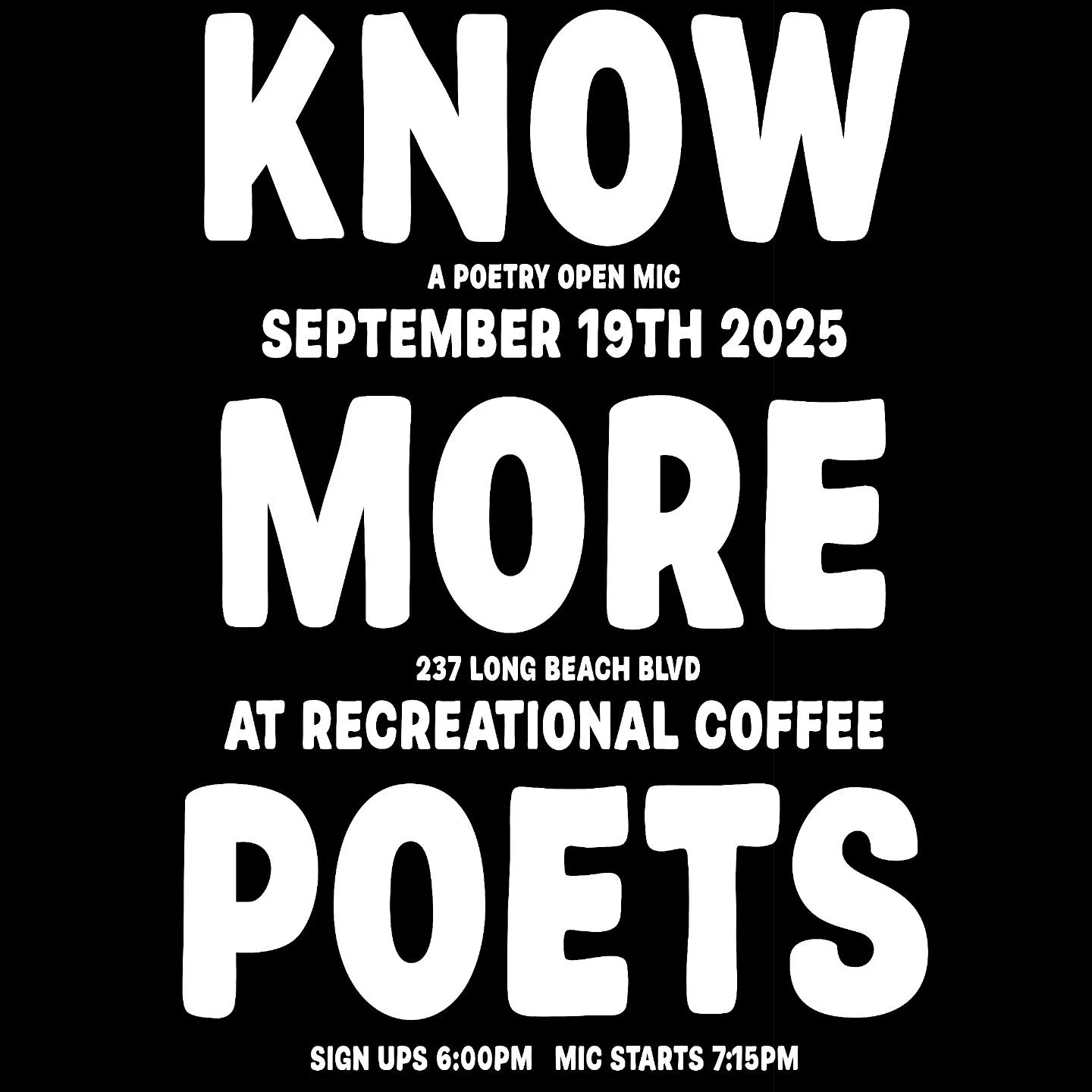 Yes yes yall!!! A new poetry open mic!!! Come share your art with us! Meet other poets! Who knows what surprises we might have in store? Special drinks? Good vibes? An adoring crowd? COME THROUGH!!!! HANG OUT! 
#poet #poetry #poems #longbeach #losang