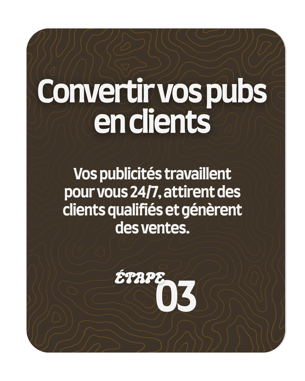 Étape 3 du processus DMGS Media : convertir des publicités numériques en clients qualifiés grâce à des campagnes actives 24/7 générant des ventes.