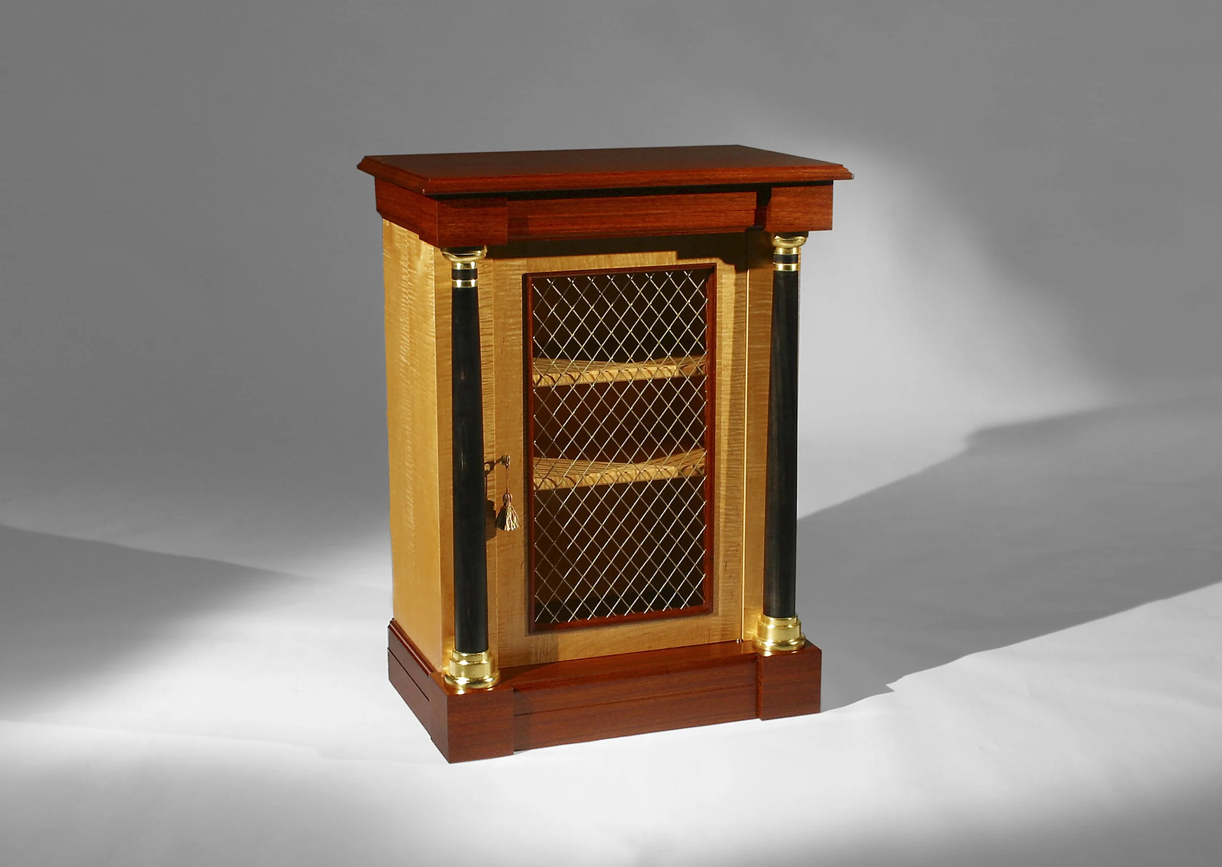 "Antiquarian" Book Cabinet - Tiger Maple, Granadillo, Ebonized Poplar with Gold Leaf 