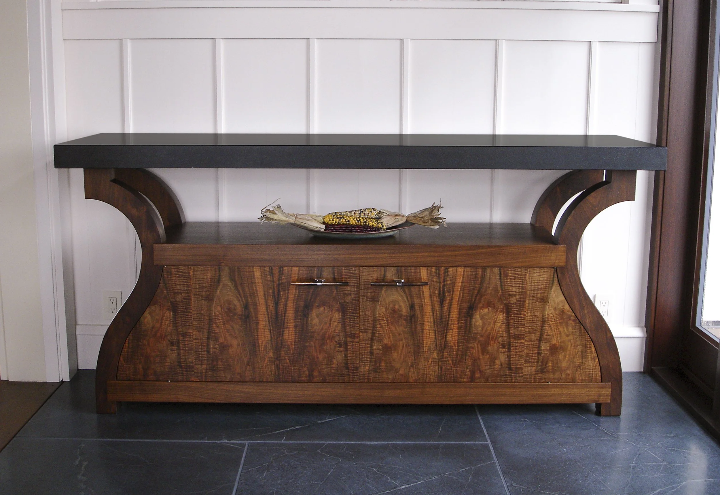 "Dena's"  Sideboard - French Walnut Veneer &amp; Walnut with Granite Top