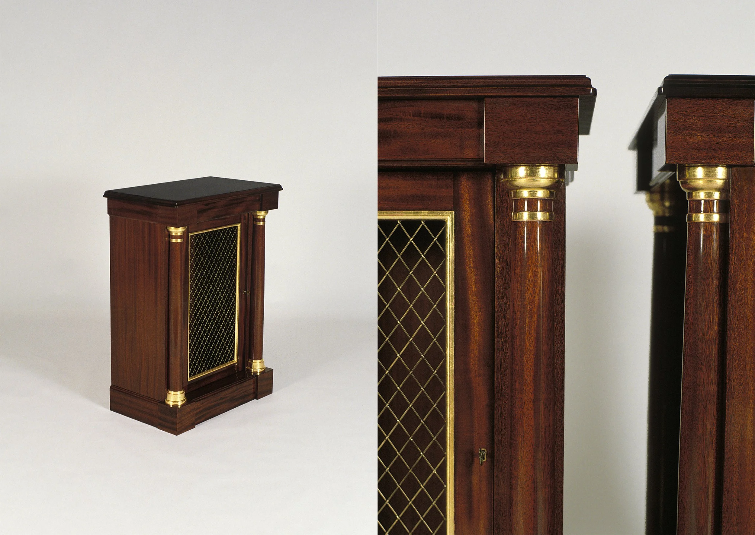 Pair of "Antiquarian" Book Cabinets - African Mahogany &amp; Gold Leaf