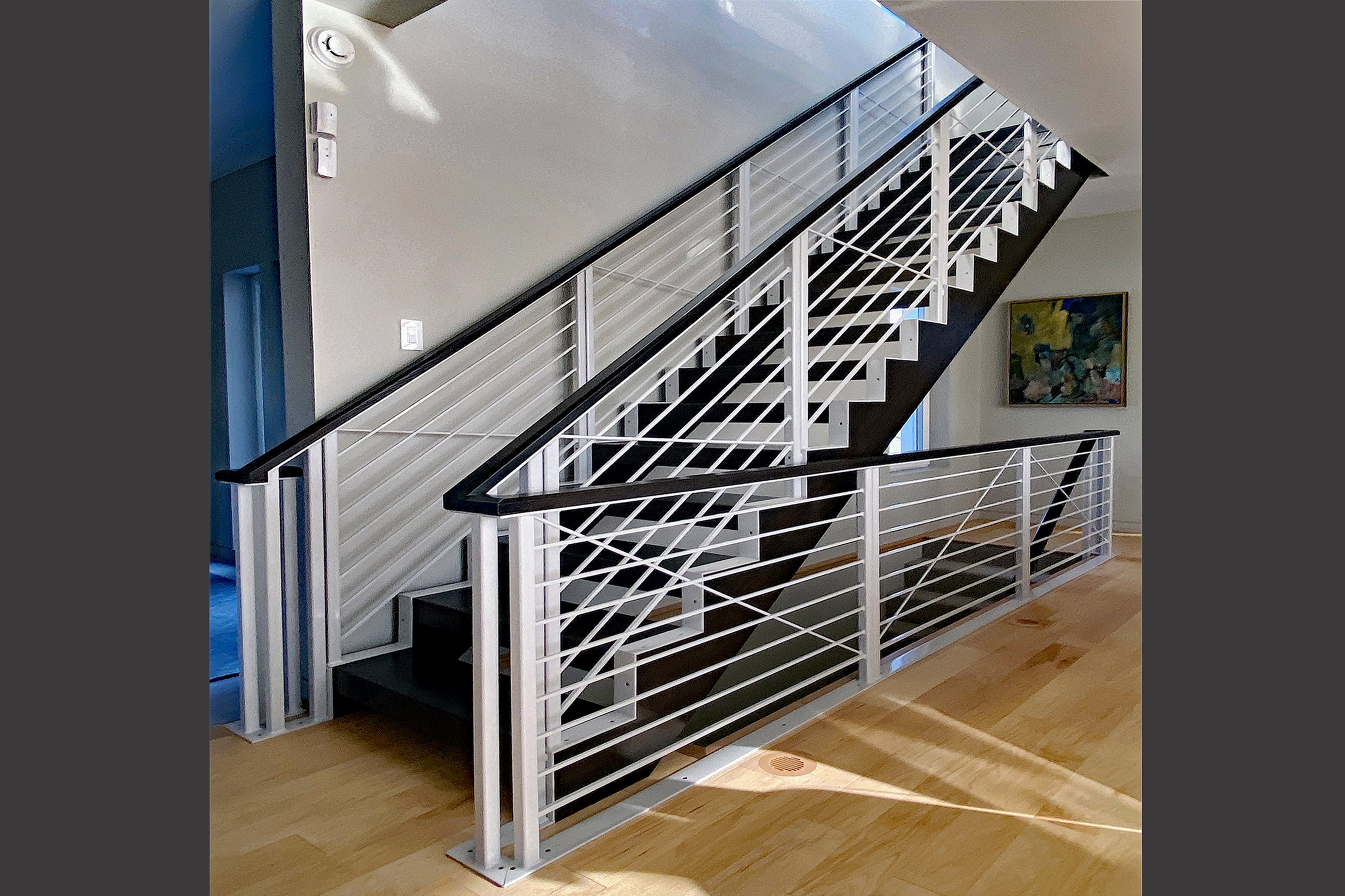 "Gilbert" Staircase - Ebonized Oak &amp; Powder-coated Steel  (1st Floor )