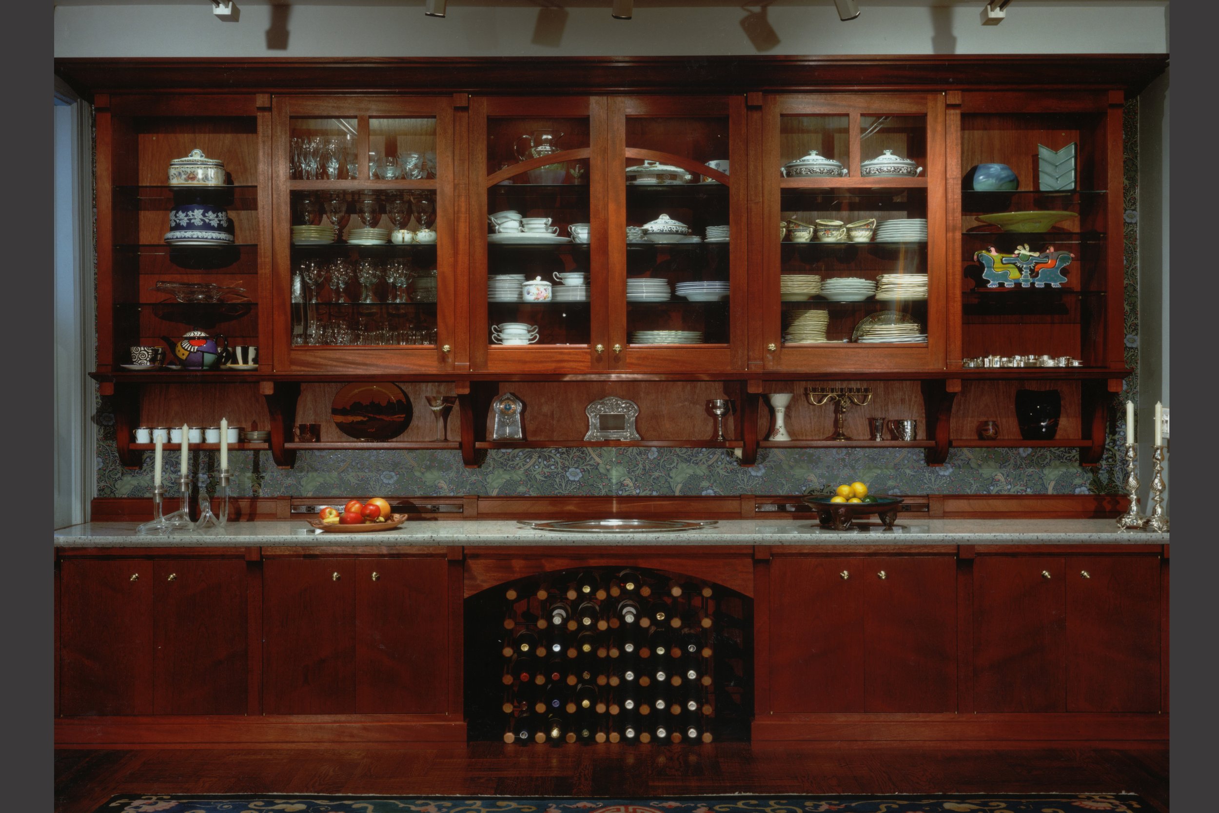 Zabar Arts &amp; Crafts Cabinetry - Figured Mahogany Veneer &amp; Mahogany  with  Granite Counter