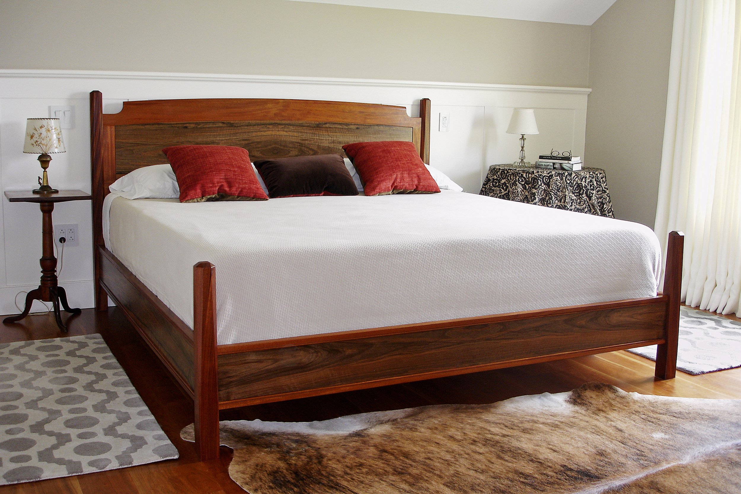 "Thom's" Bed - French Walnut Veneer &amp; African Mahogany 