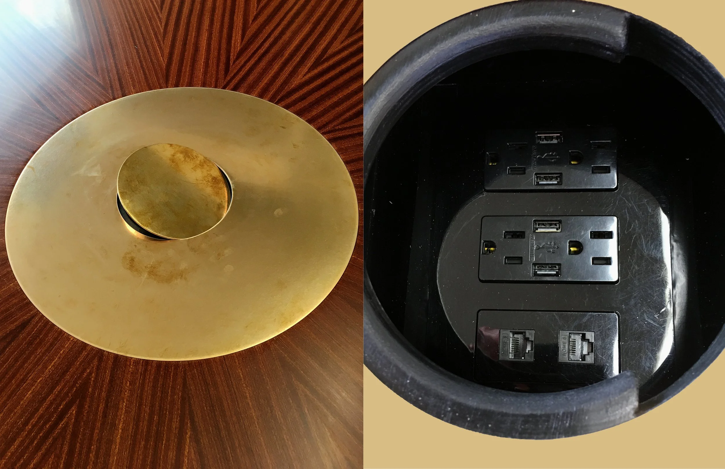 "Davis" Conference  Table -  Brass Center Plate Details 
